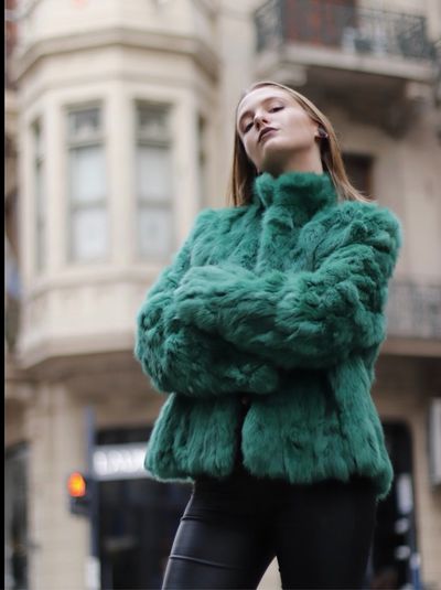 Green fur coat by Vintage | Pickle