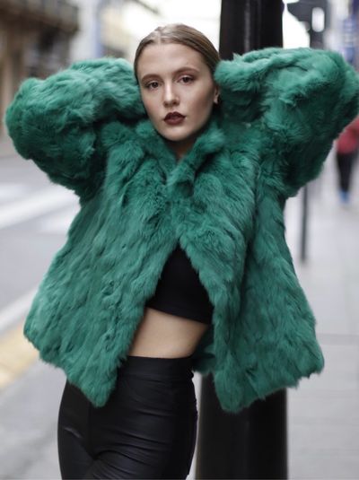 Green fur coat by Vintage | Pickle