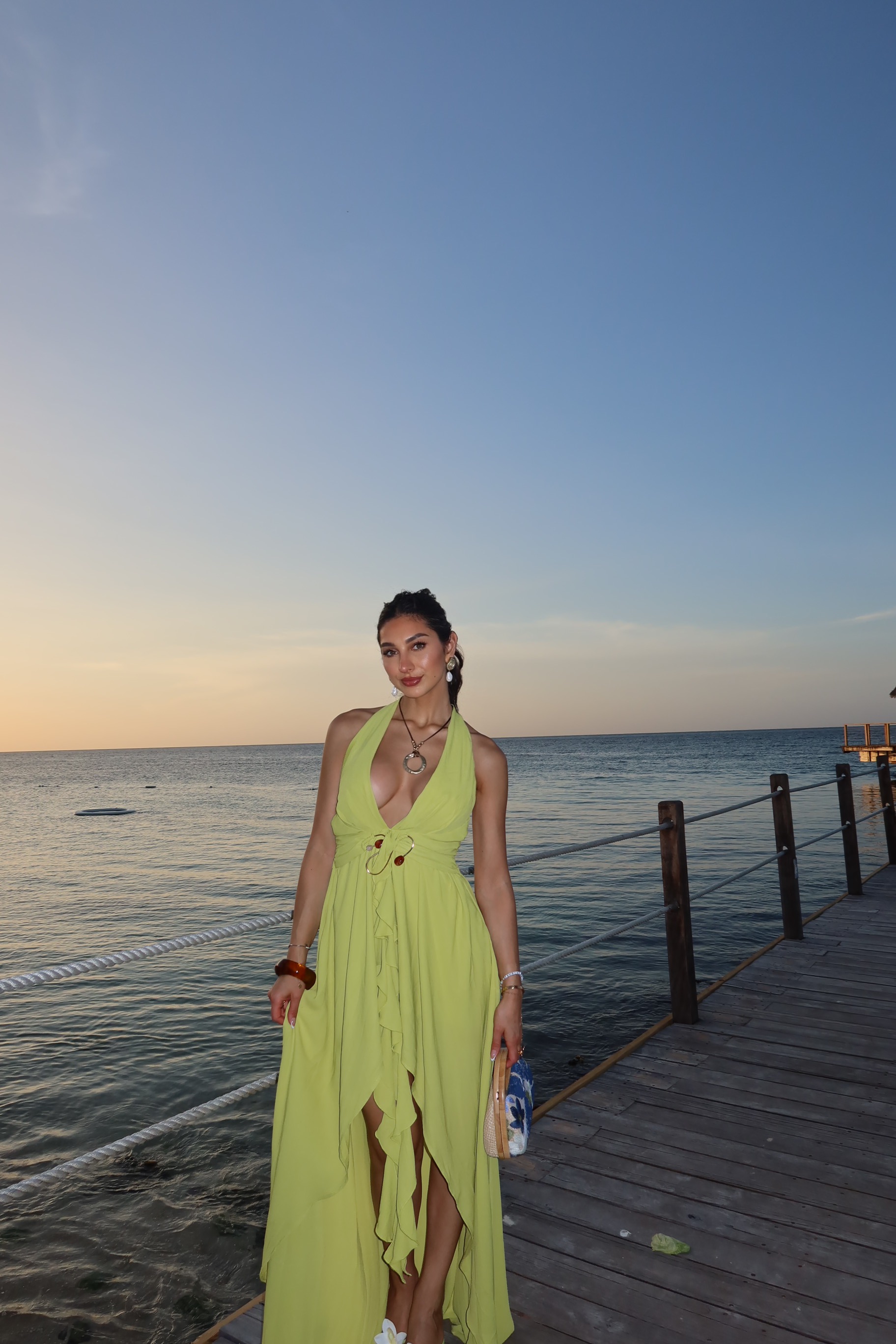Lime Green Halter Maxi Dress by Peppermayo - Pickle