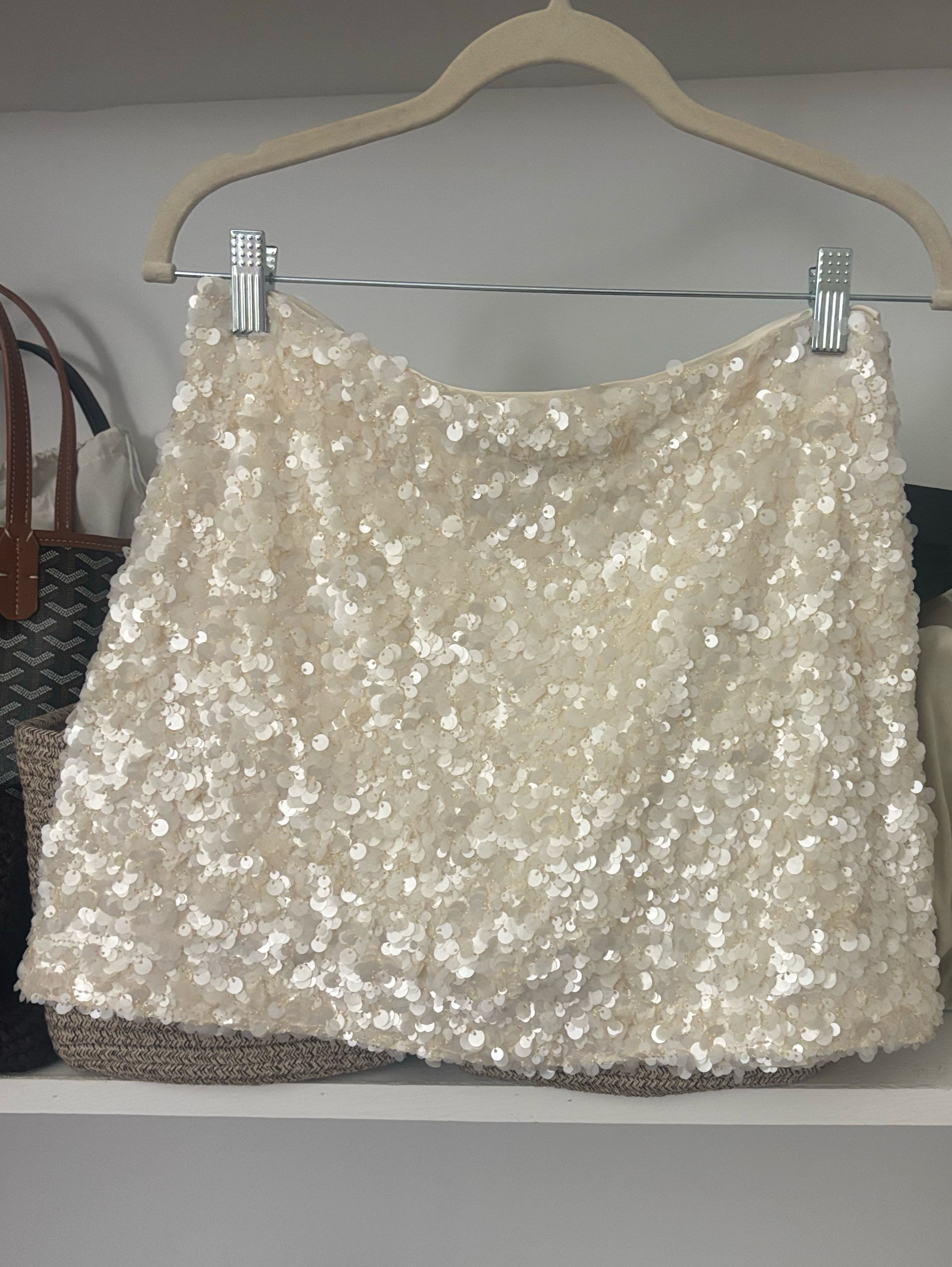 Zara Cream Sequin Mini Skirt