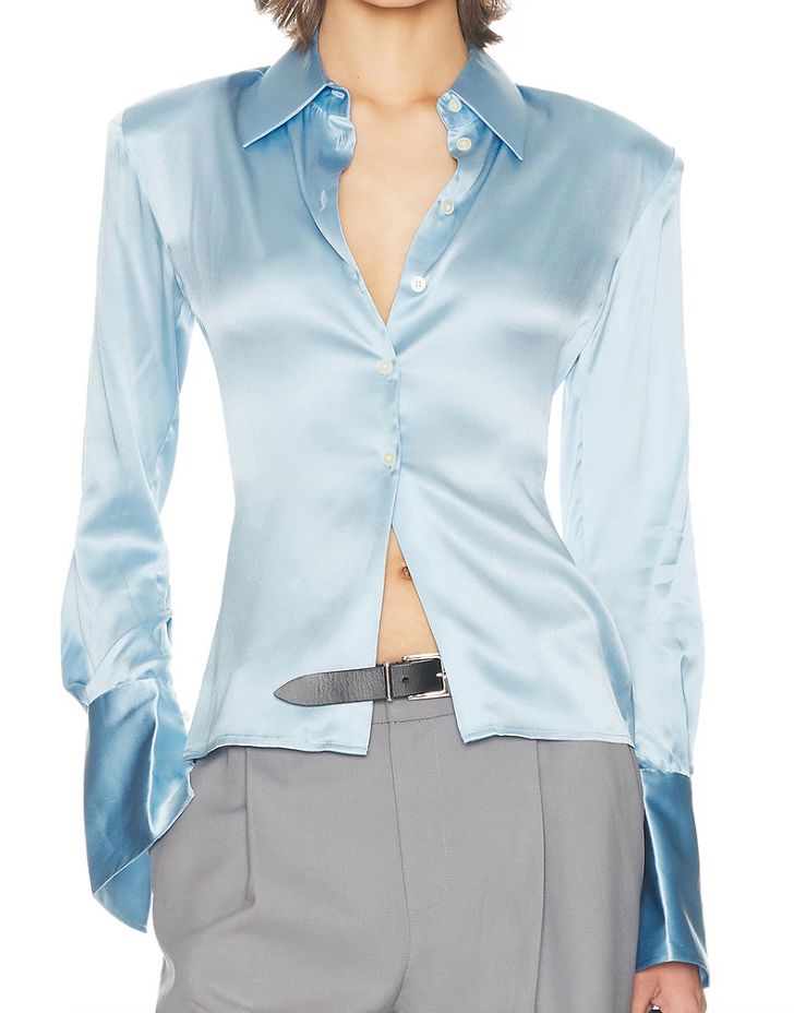 Helsa Blue Silk Top