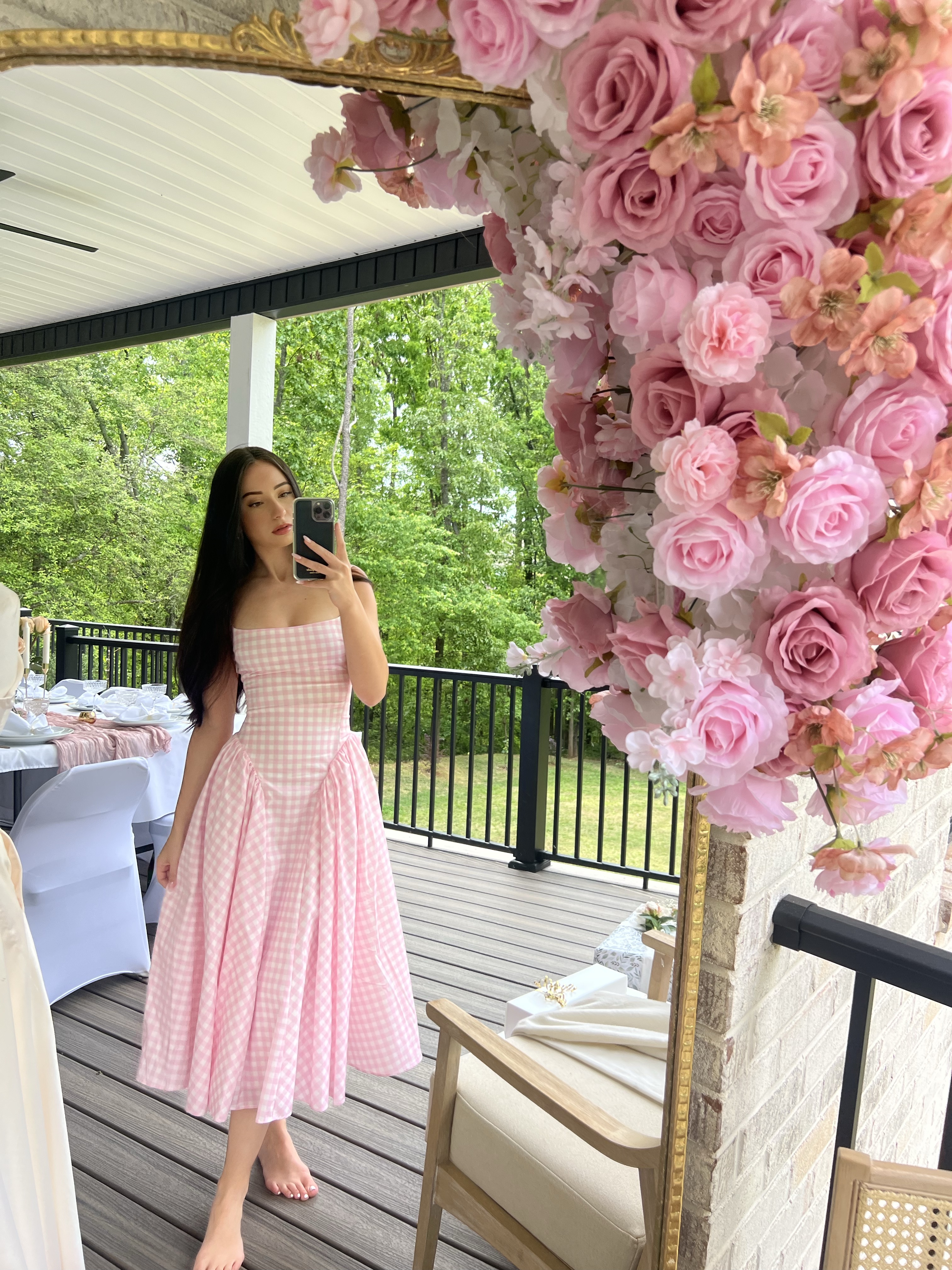 Pink Gingham Midi Dress by Babyboo - Pickle