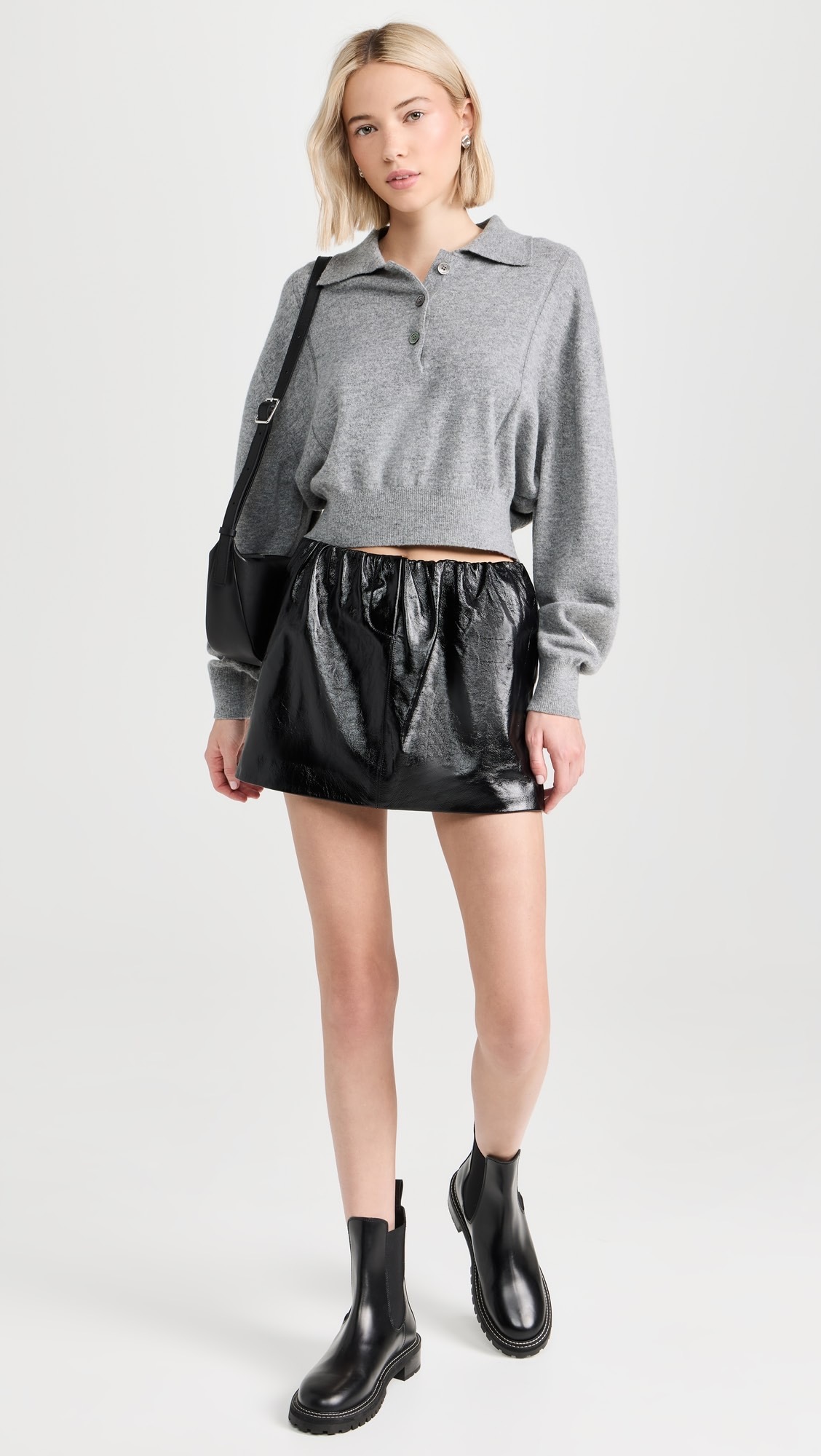 brandon maxwell leather mini skirt