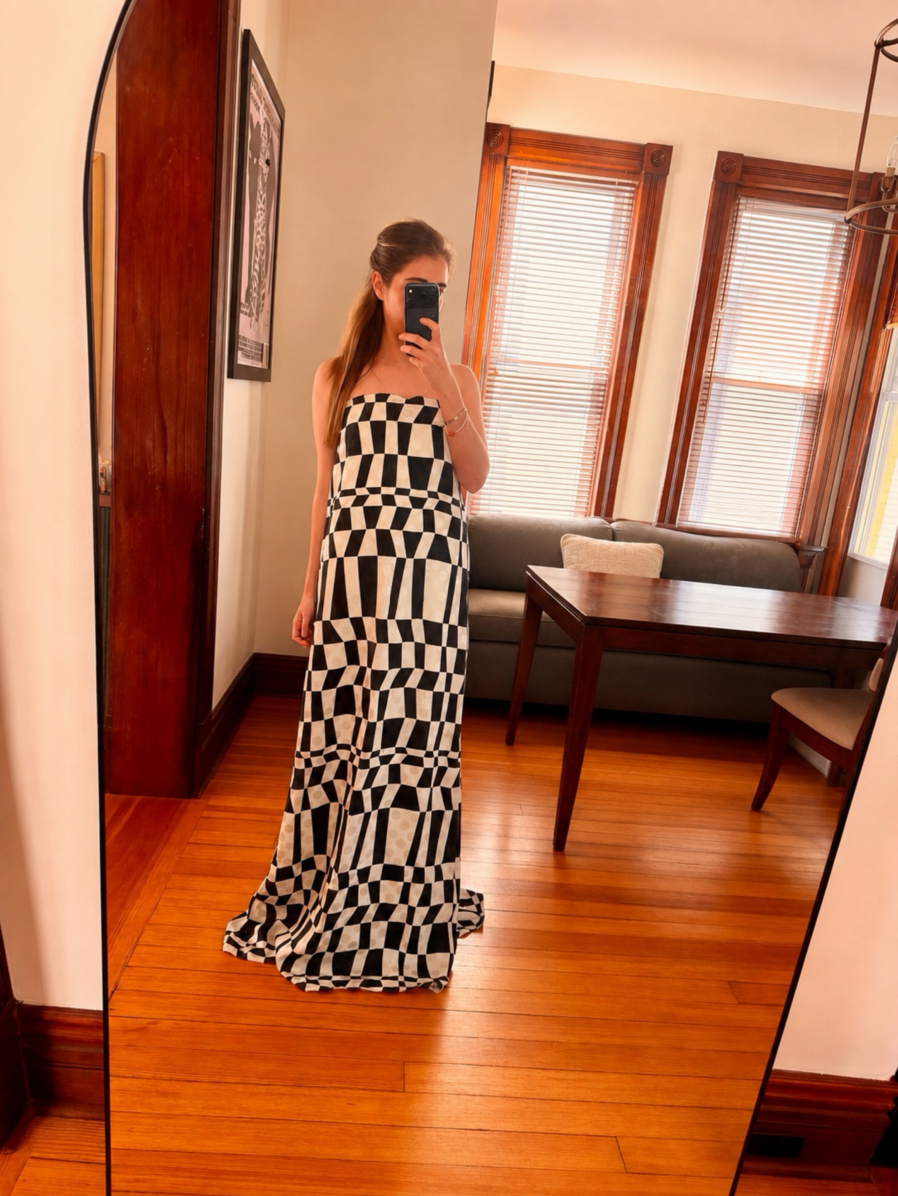 dries van noten black and white gown