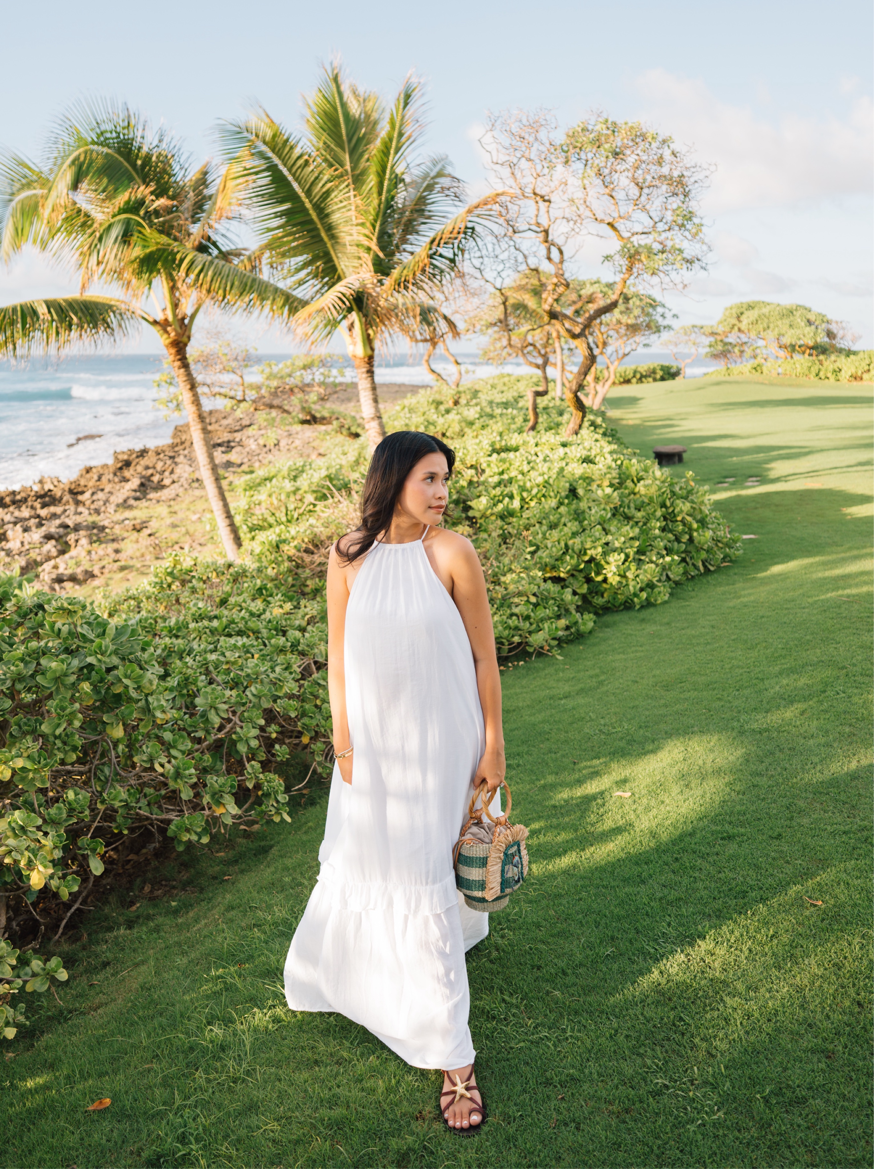STAUD Ina Tiered Halterneck Muslin Dress