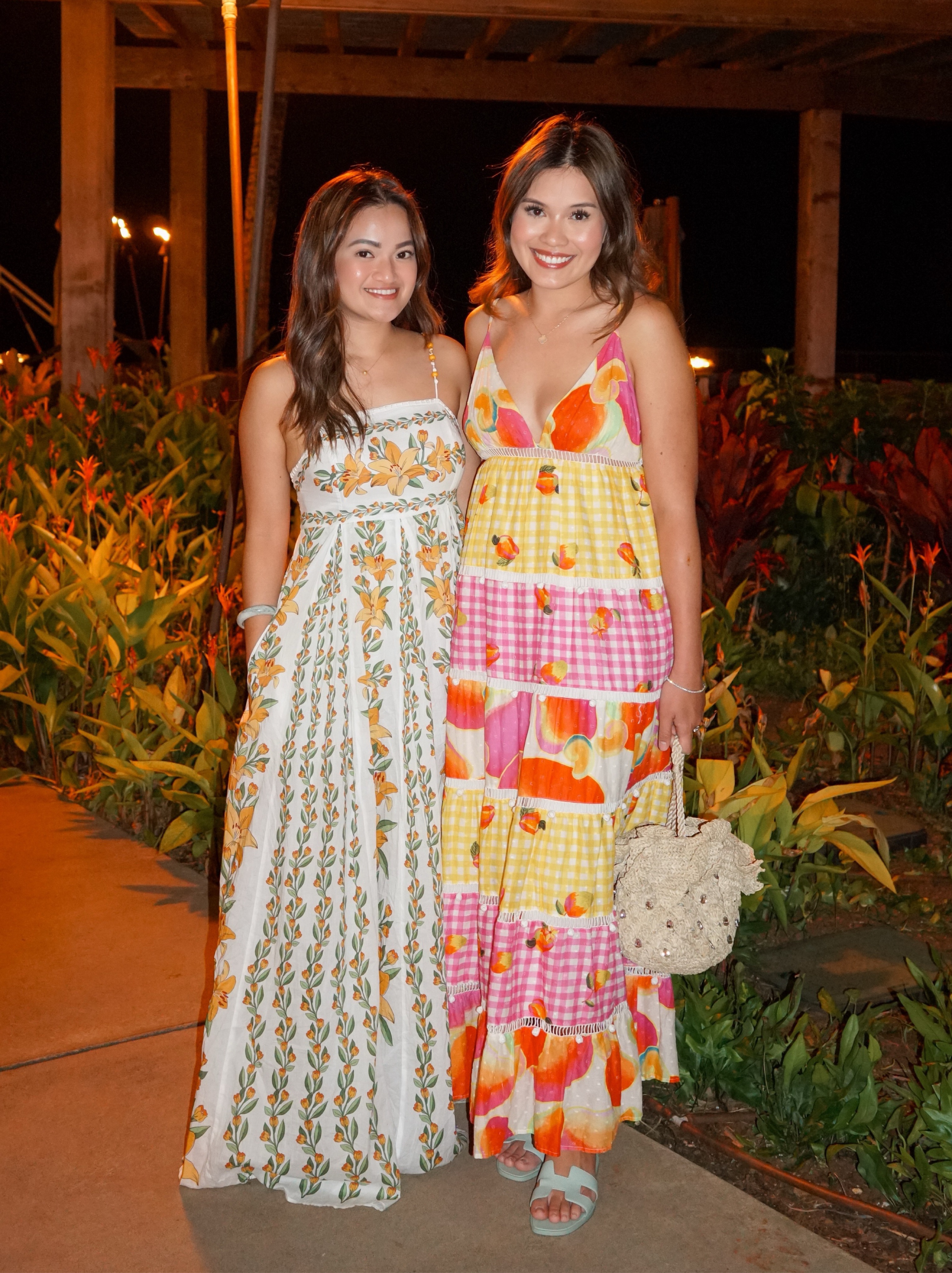 FARM RIO Mixed Picnic Cashew Maxi Dress