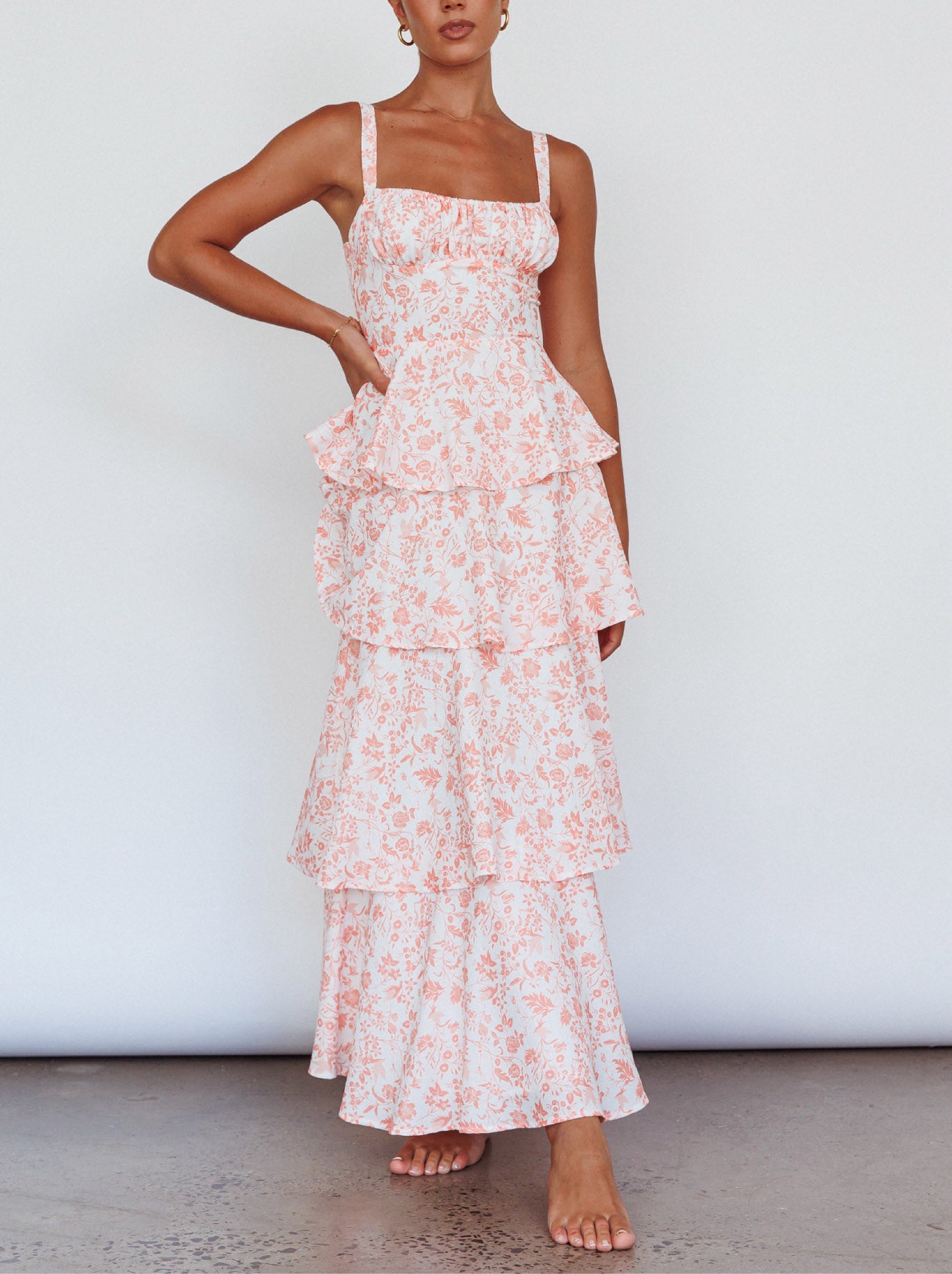 Selfie Leslie Provence Bloom Tiered Midi Dress