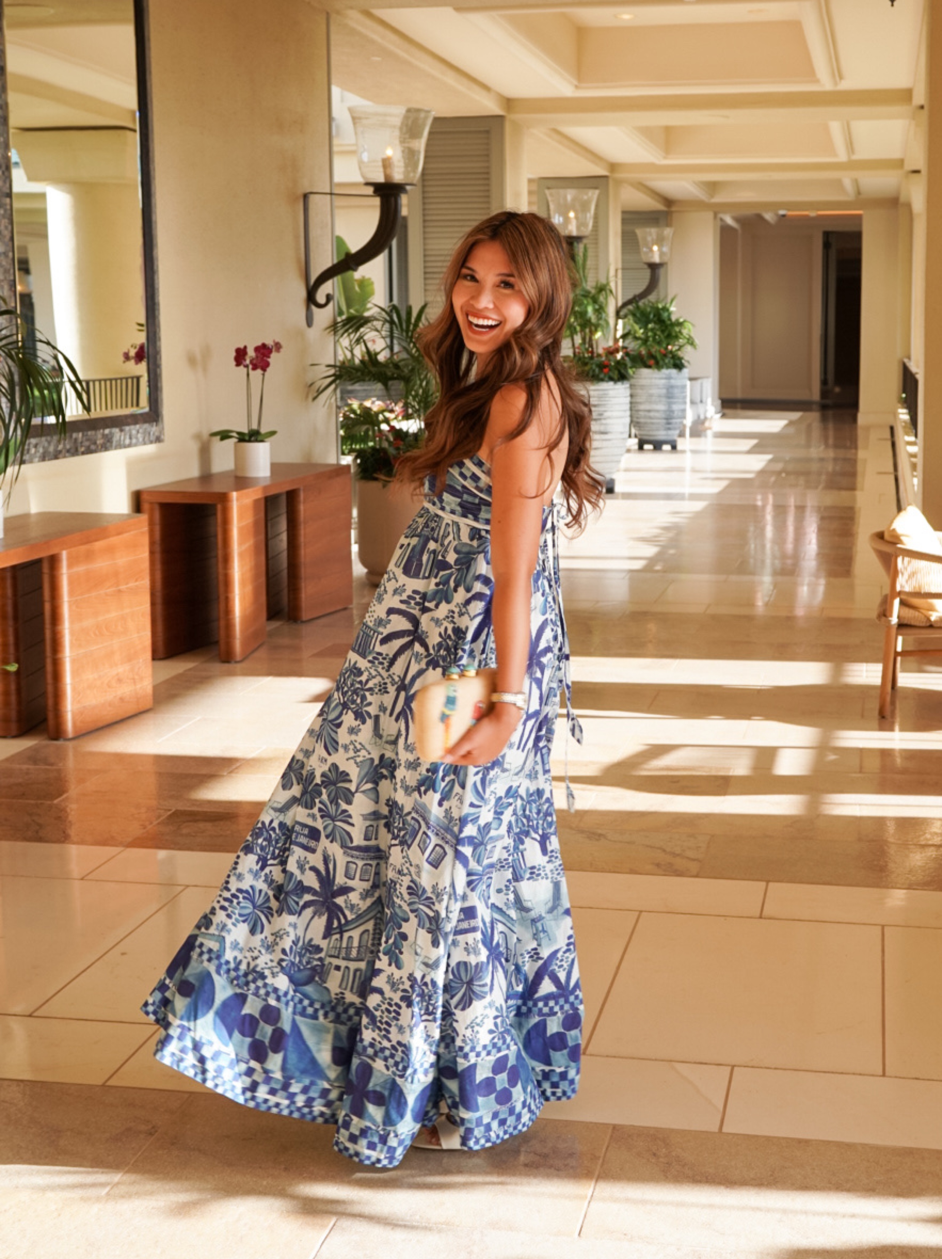 FARM RIO Sweet Rio Tie Strap Maxi Dress