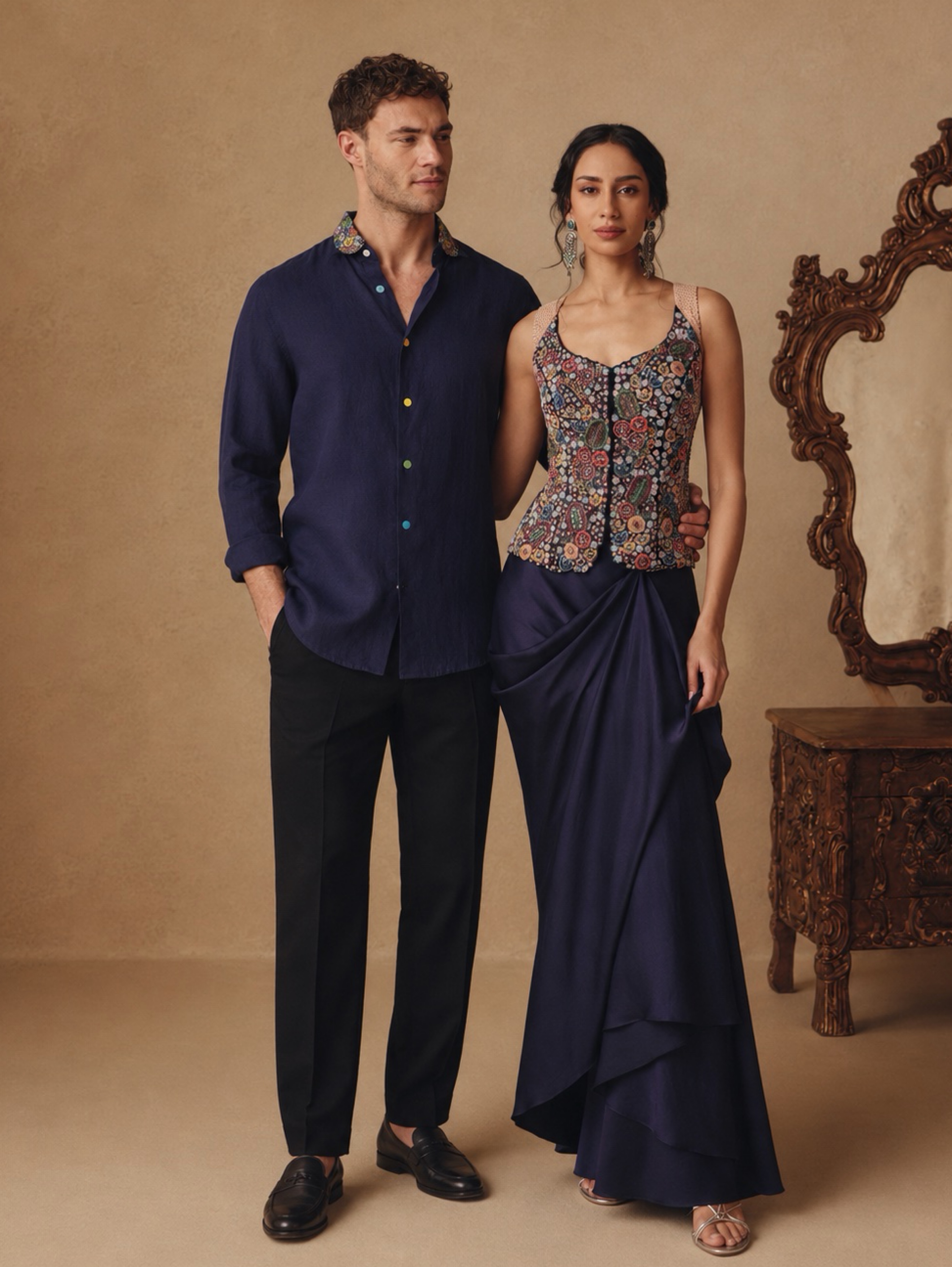 Midnight blue Set | Men&Women coord set | Indian wedding