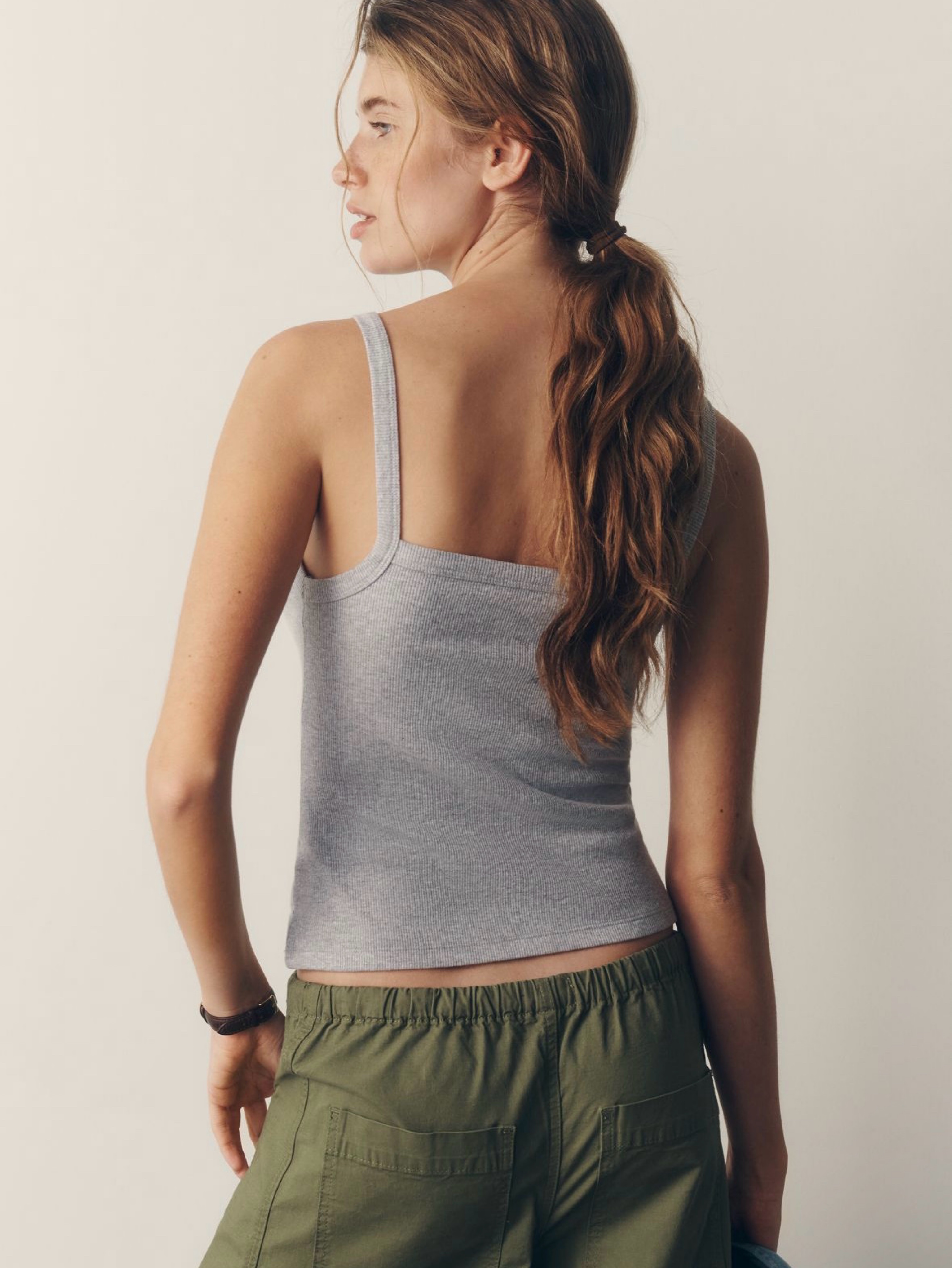 Gray Ribbed Sleeveless Tank Top by Anthropologie - Pickle