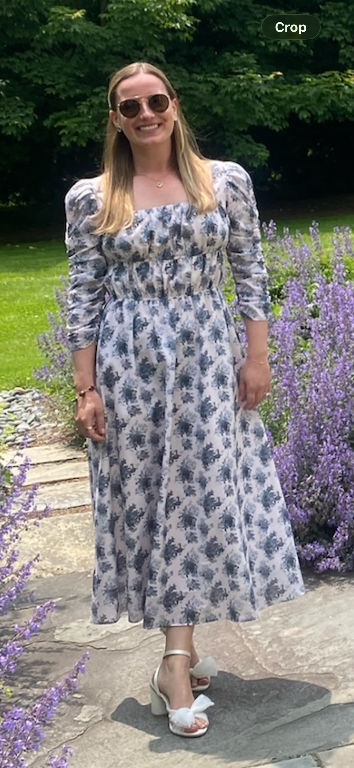Demaris Bailey Blue Floral Midi Dress w/ Ruching by Demaris Bailey - Pickle Demaris Bailey Blue Floral Midi Dress w/ Ruching by Demaris Bailey - Pickle