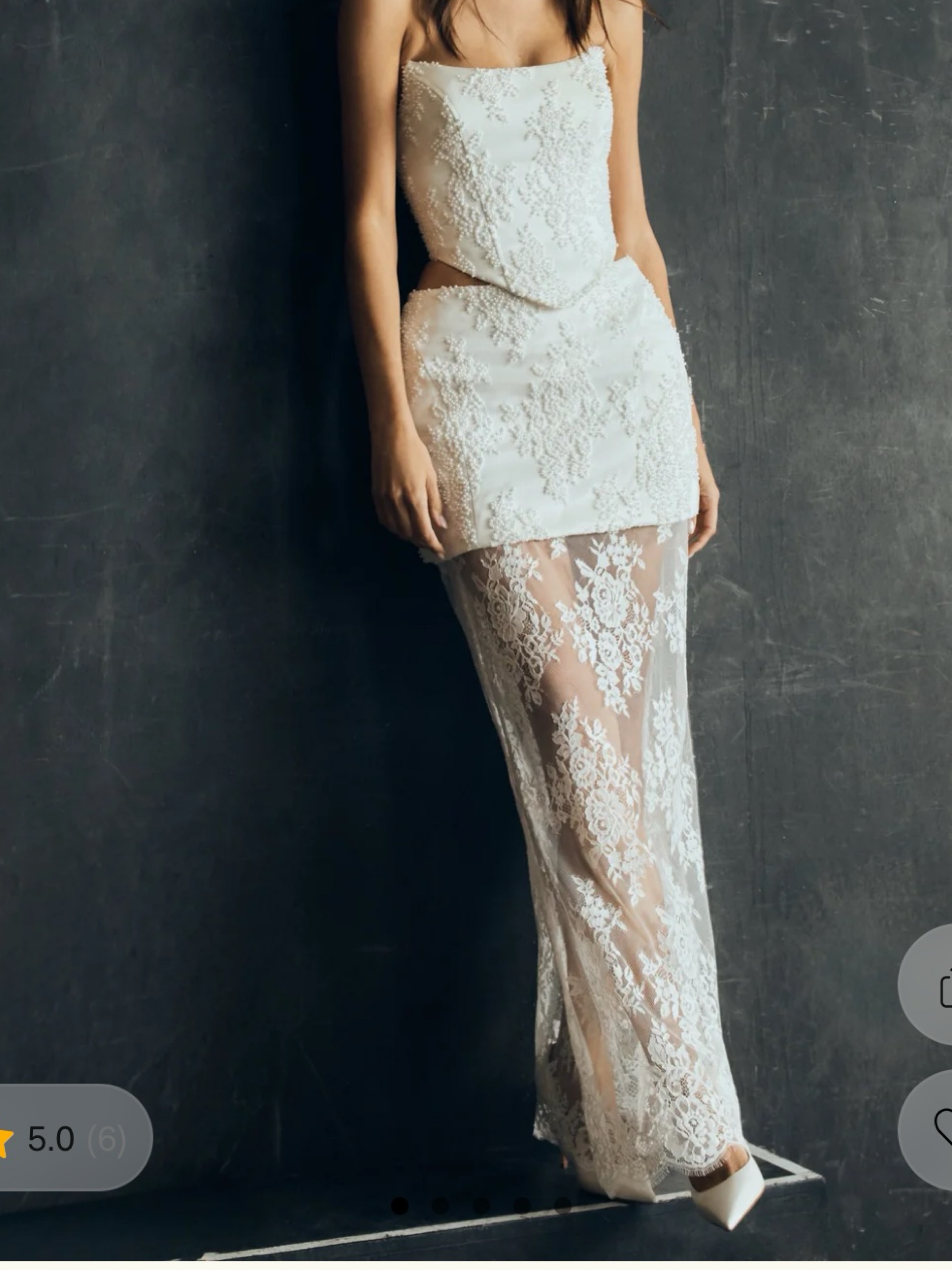 meshki beaded wedding dress Eva Hand Beaded Pearl & Lace Maxi Dress / White | MESHKI