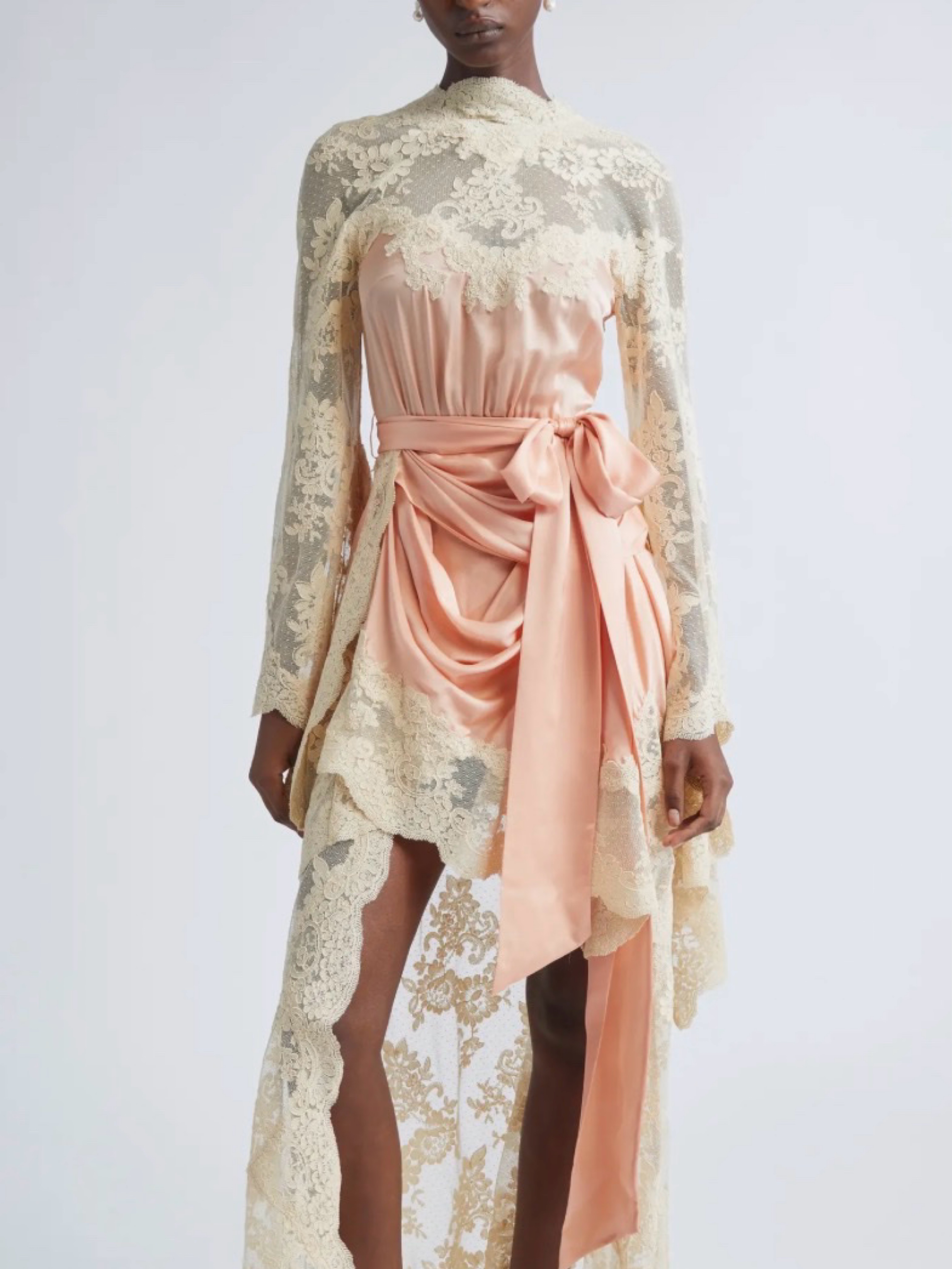 Zimmermann Hypnotic Satin Drape Dress in Salmon