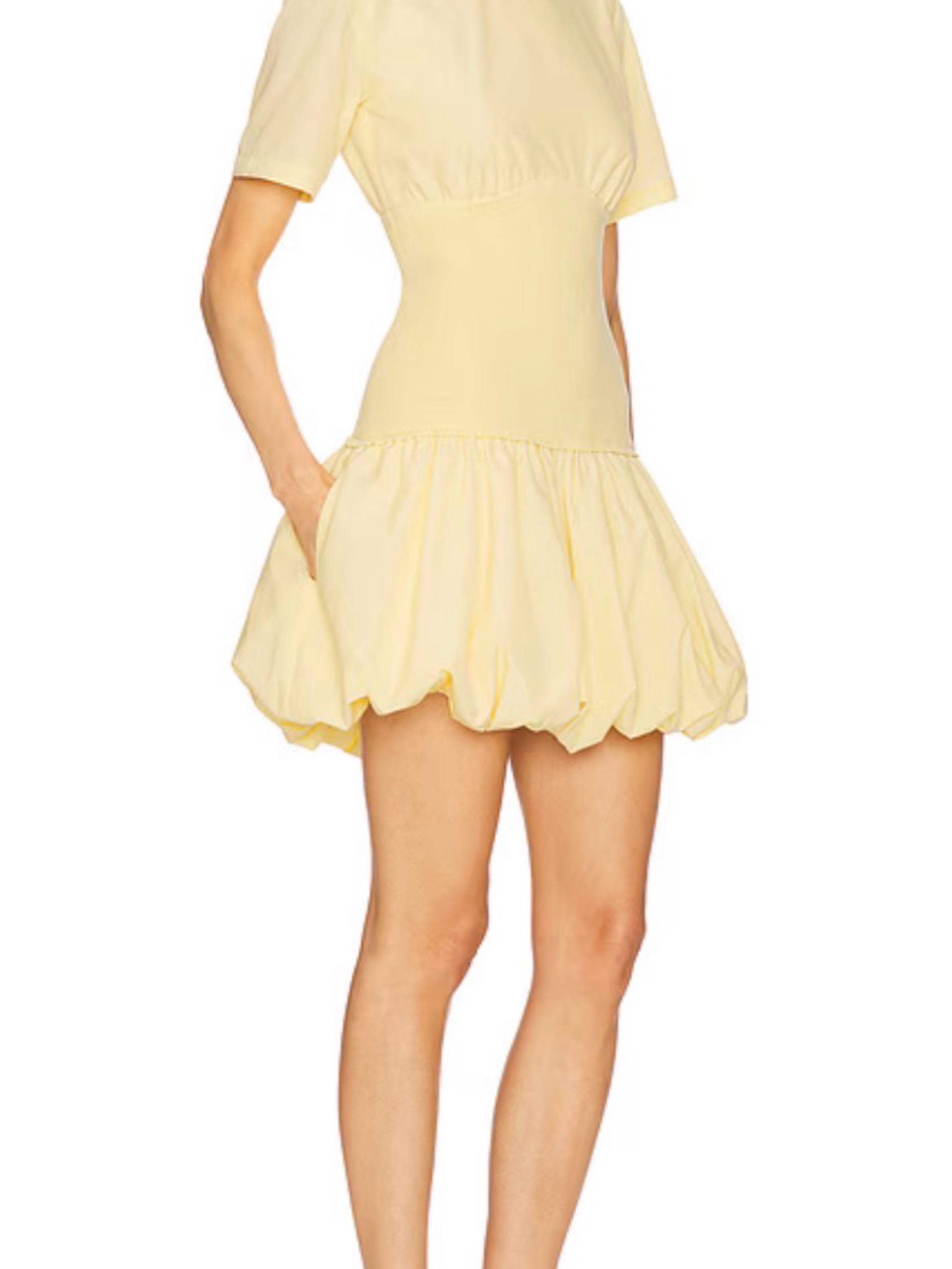 SIMKHAI Libbie Short Sleeve Mini Dress in Buttercream