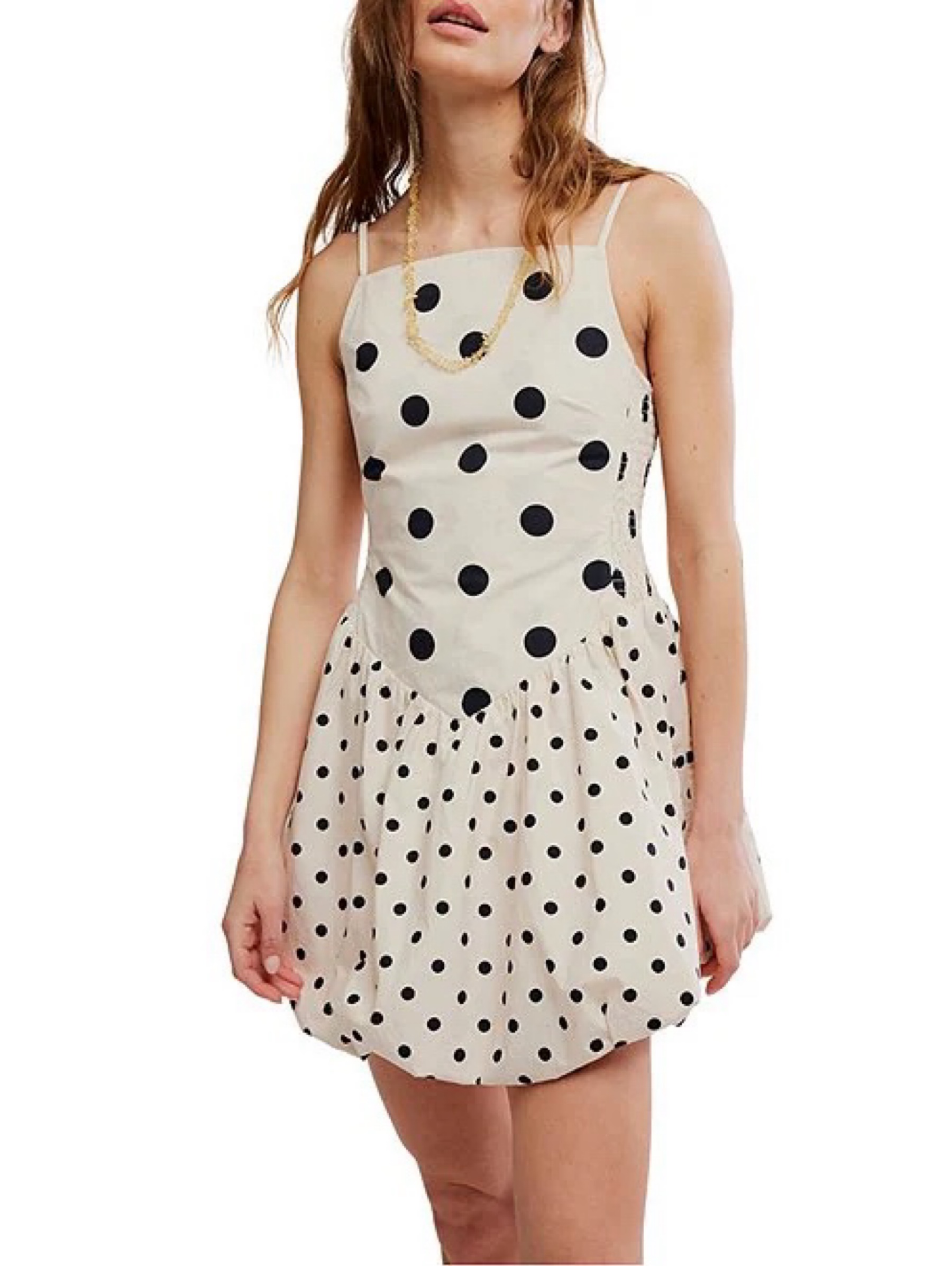 Free People Cream Black Polka Dot Bubble Dress by Free People