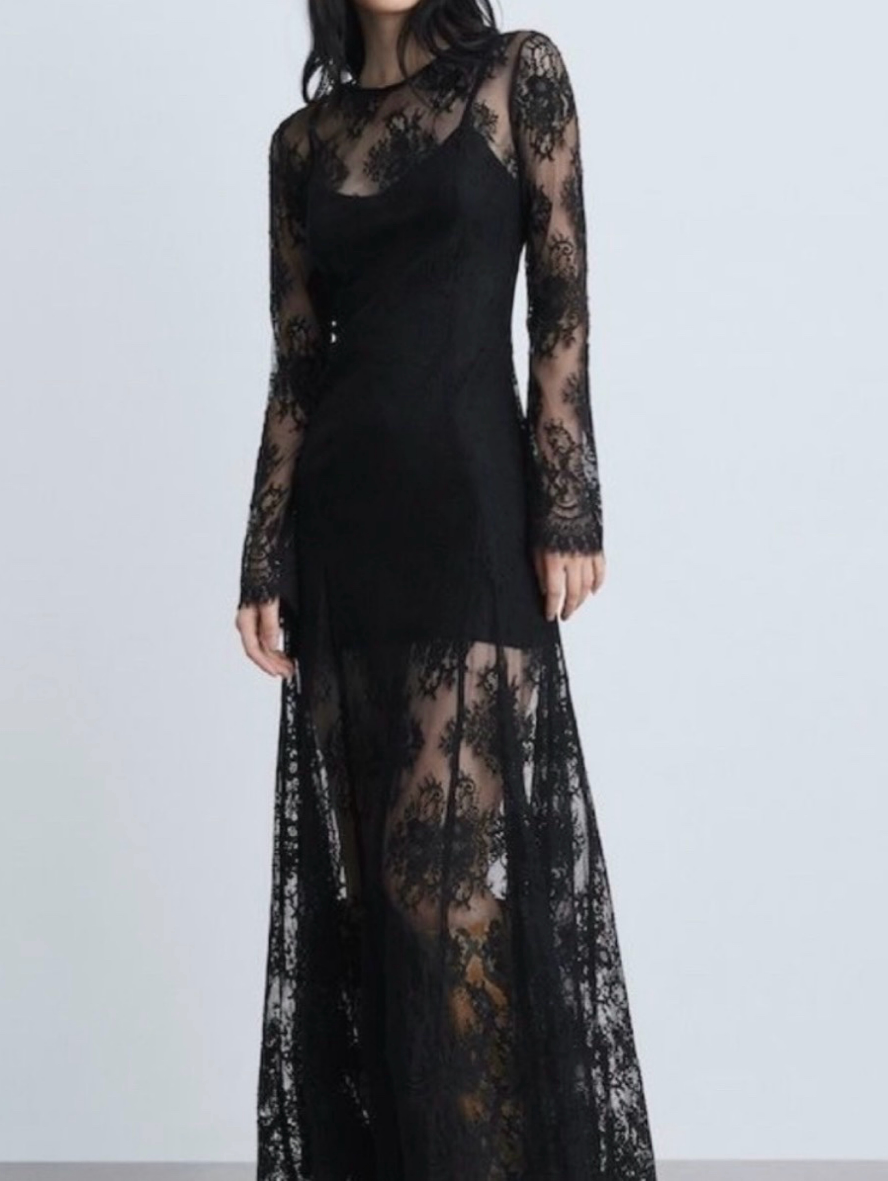 black lace dress mango by MANGO Long sleeve