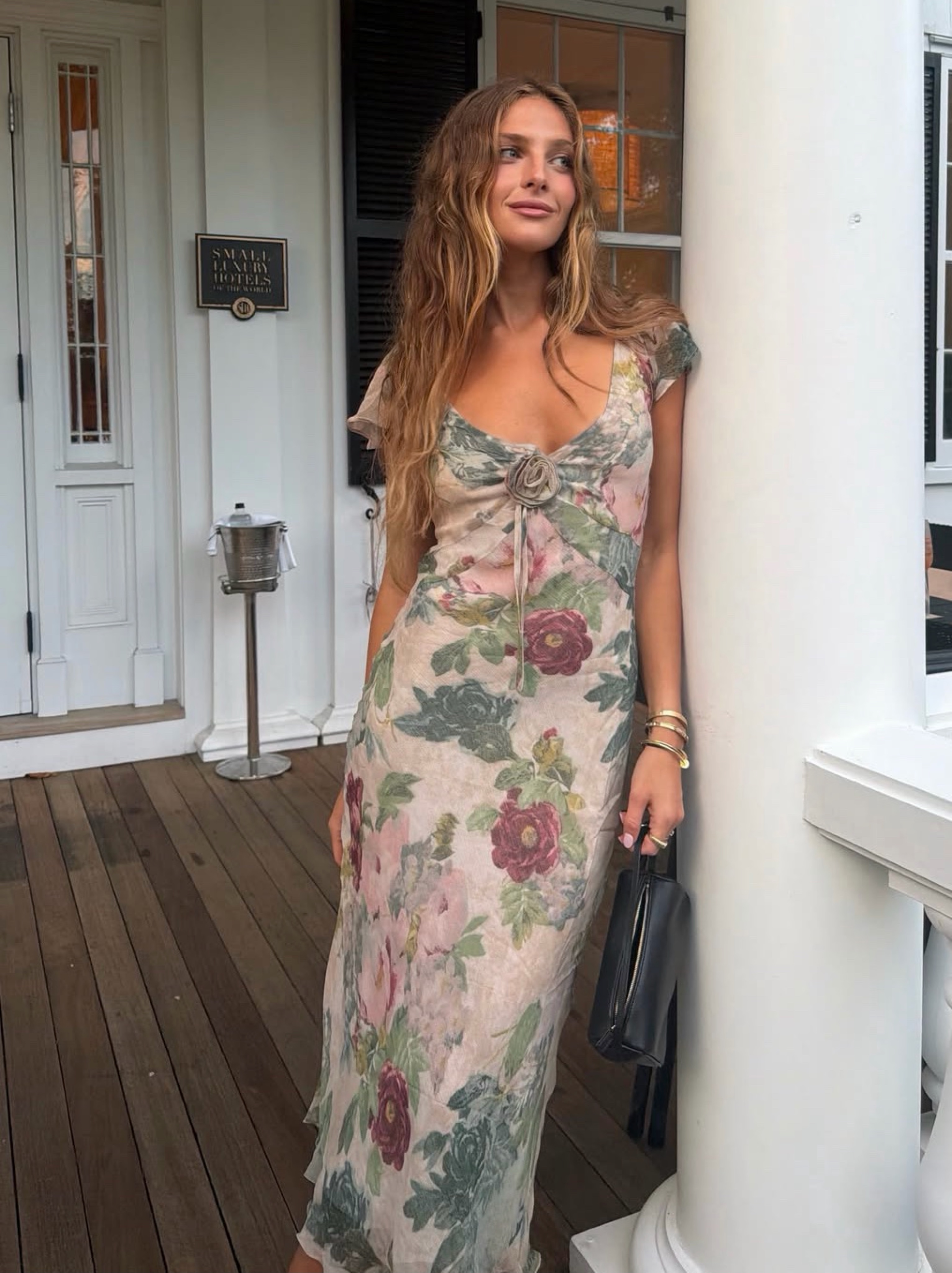 Realisation Par Meg Cap Sleeve Midi Dress in Etherial Floral Print