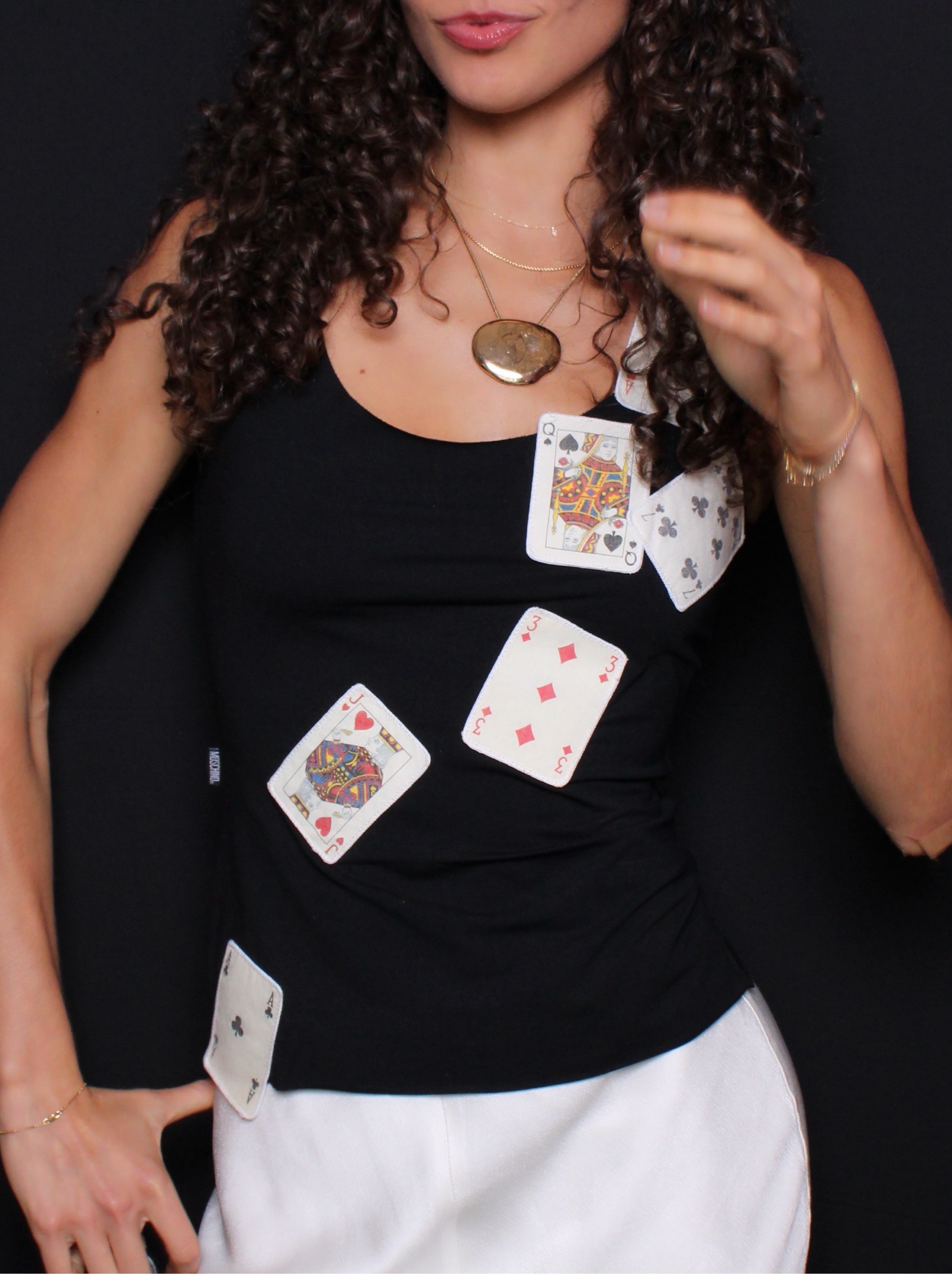 Vintage Moschino Playing Cards Tank Top in Black