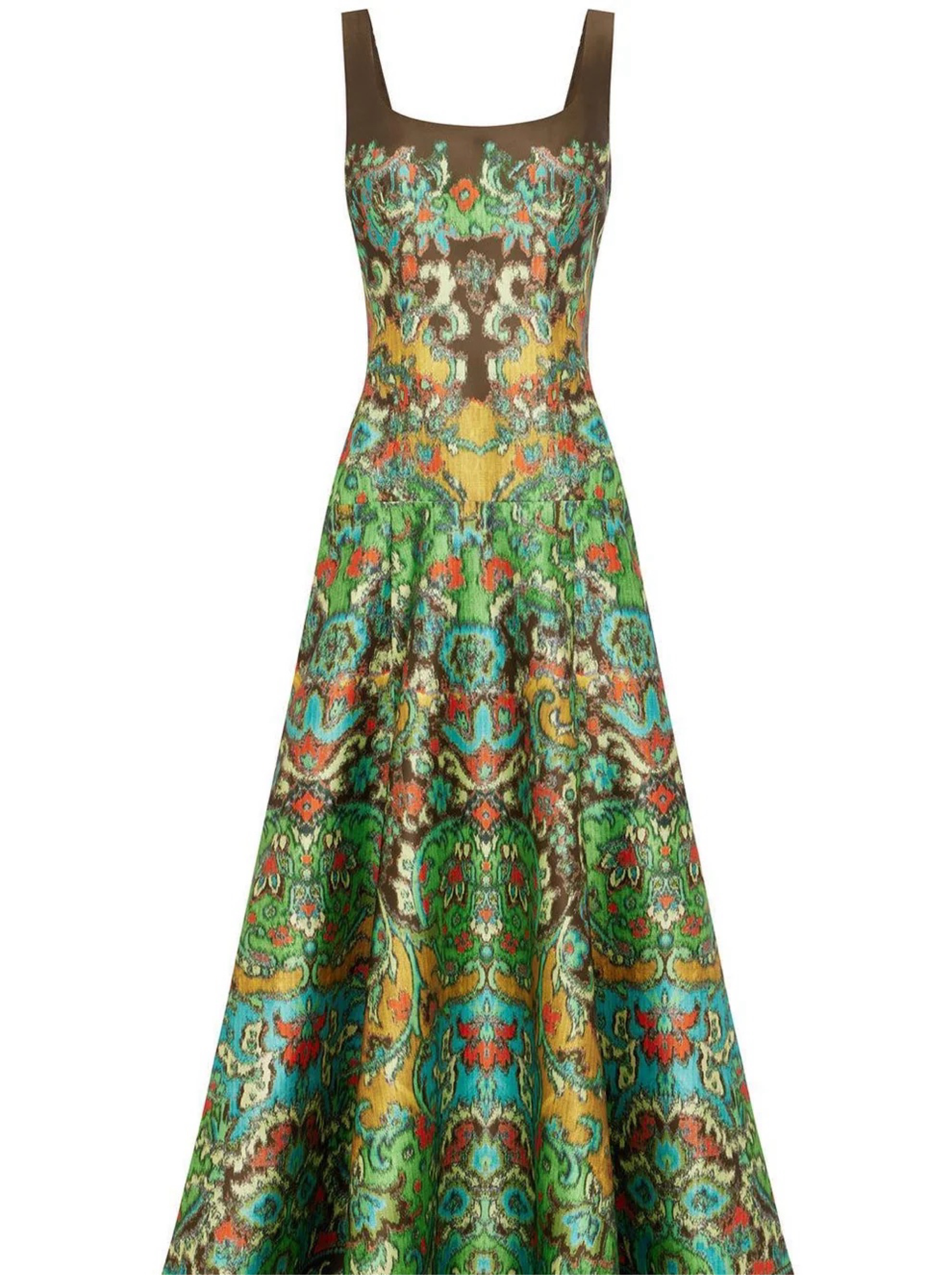 Alemais Charlotte A-Line Dress Gown in Green Brown Print