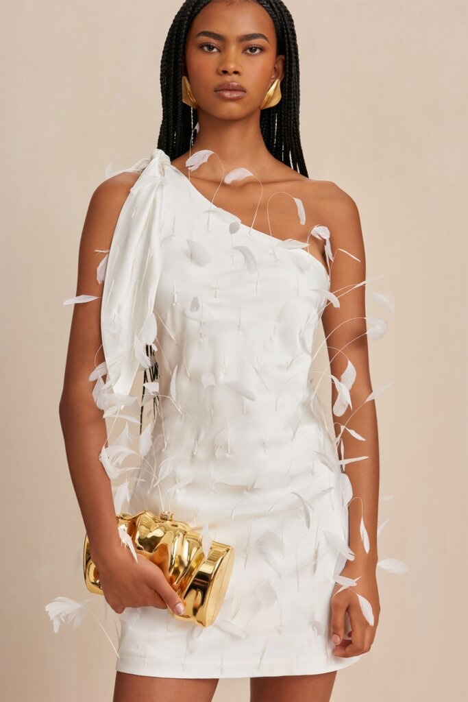 Cult Gaia Hayes Embellished Feather Mini Dress in white by Cult Gaia - Pickle Cult Gaia Hayes Embellished Feather Mini Dress in white by Cult Gaia - Pickle