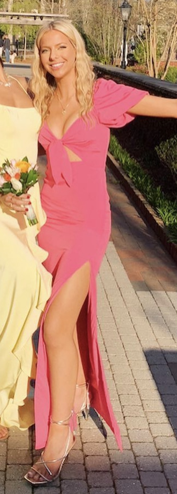 Neiman Marcus - One33Social Pink Puff Sleeve with Cutout Long