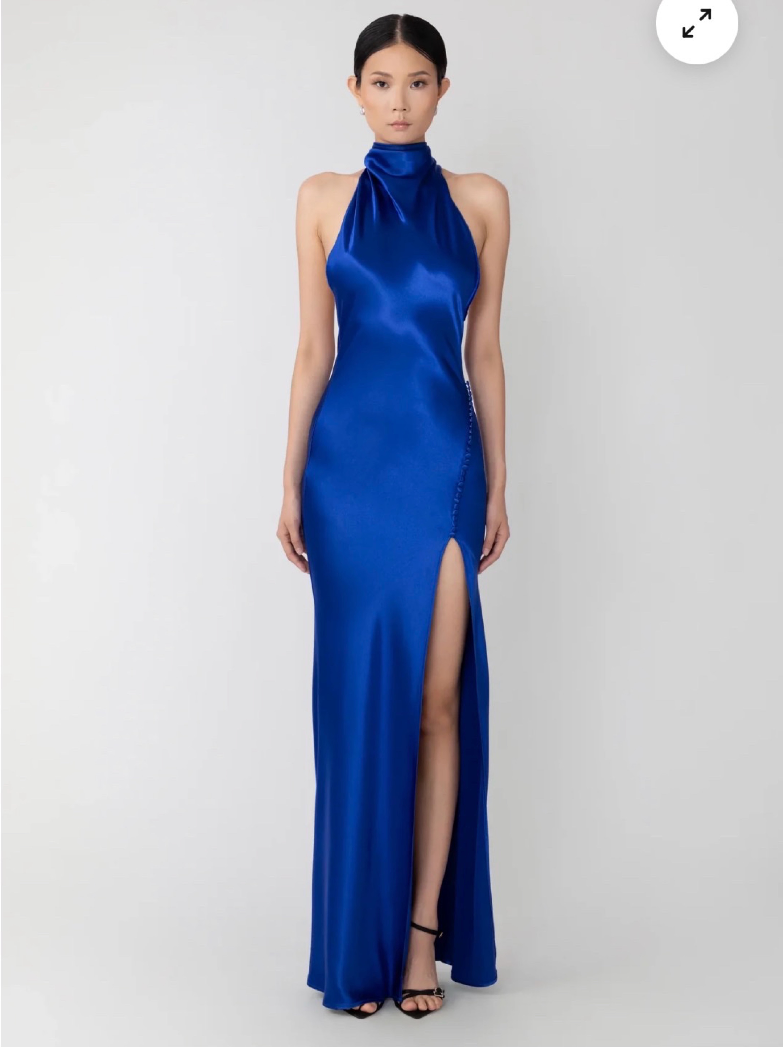 cobalt blue satin maxi dress Aria Cove exclusive hammered satin bandeau open back maxi dress in cobalt