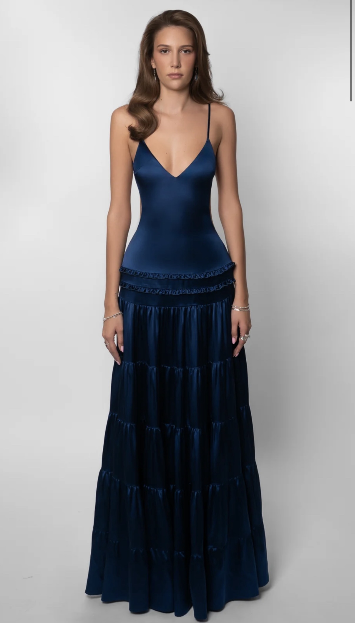 Navy Blue Silk Tiered Maxi Dress by Fenity - Pickle Navy Blue Silk Tiered Maxi Dress by Fenity - Pickle