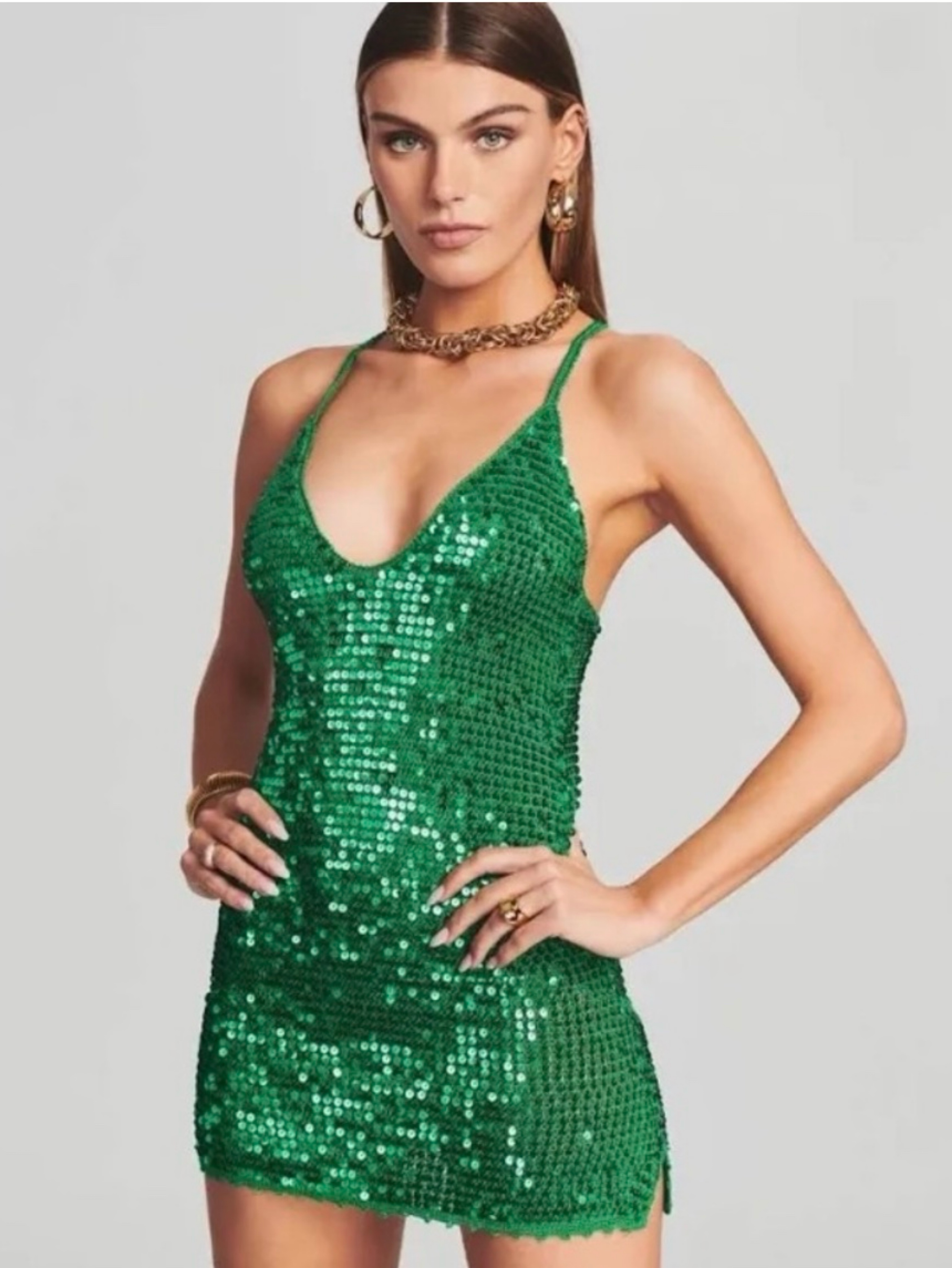 Retrofete mermaid Elliana Green Sequin Dress