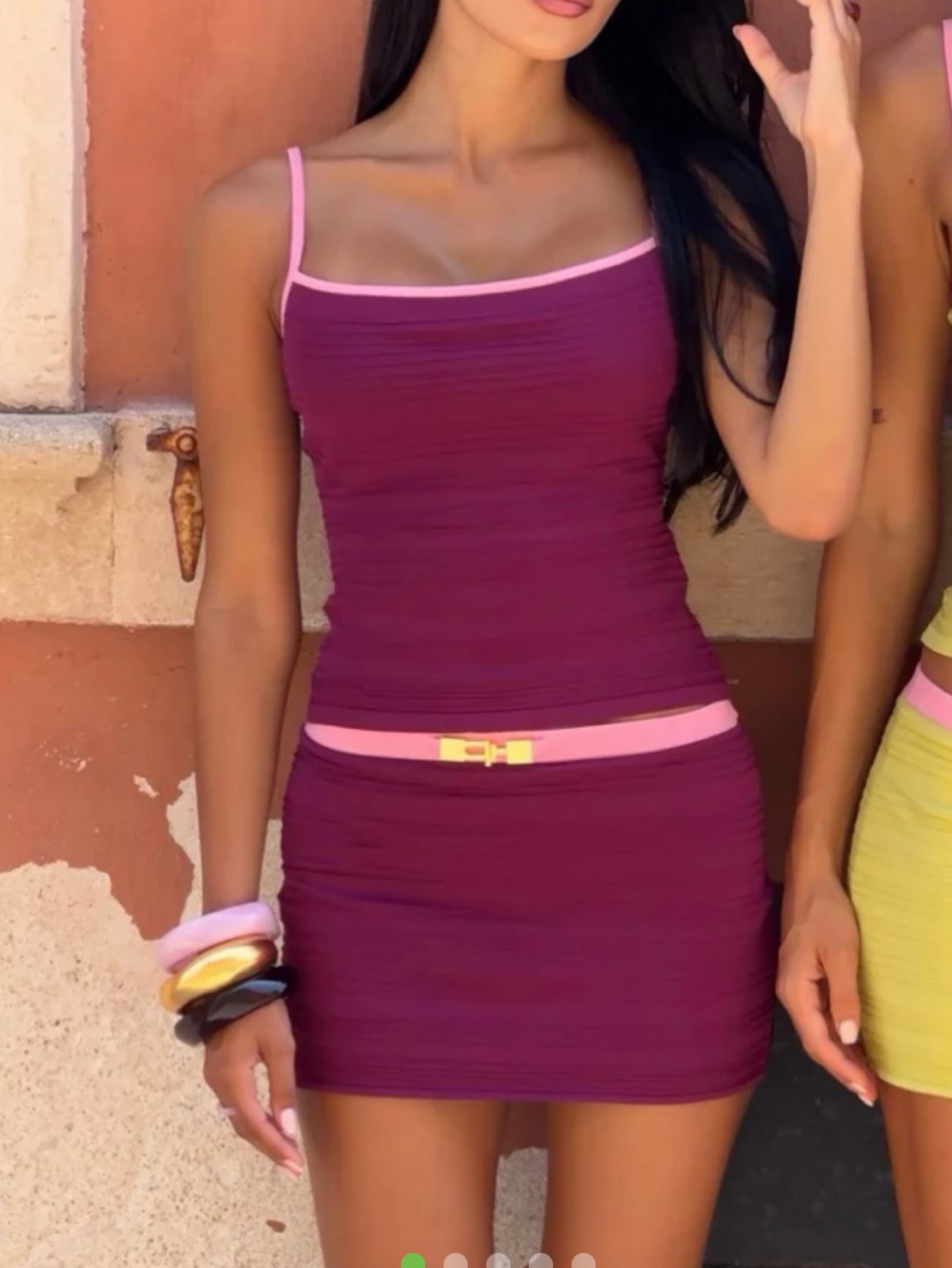 Kapri the label burgundy pink skirt set