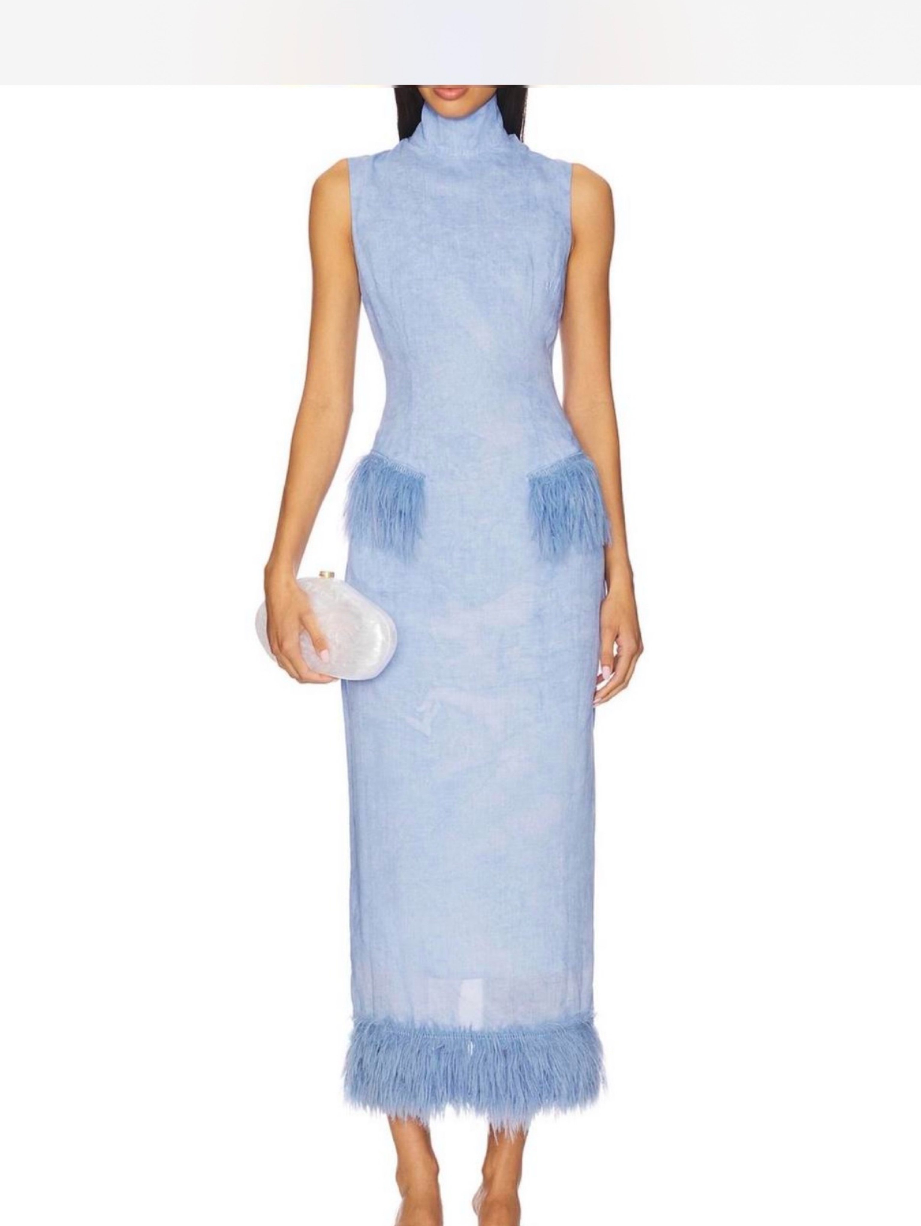 Yellow the label Asher blue feather dress