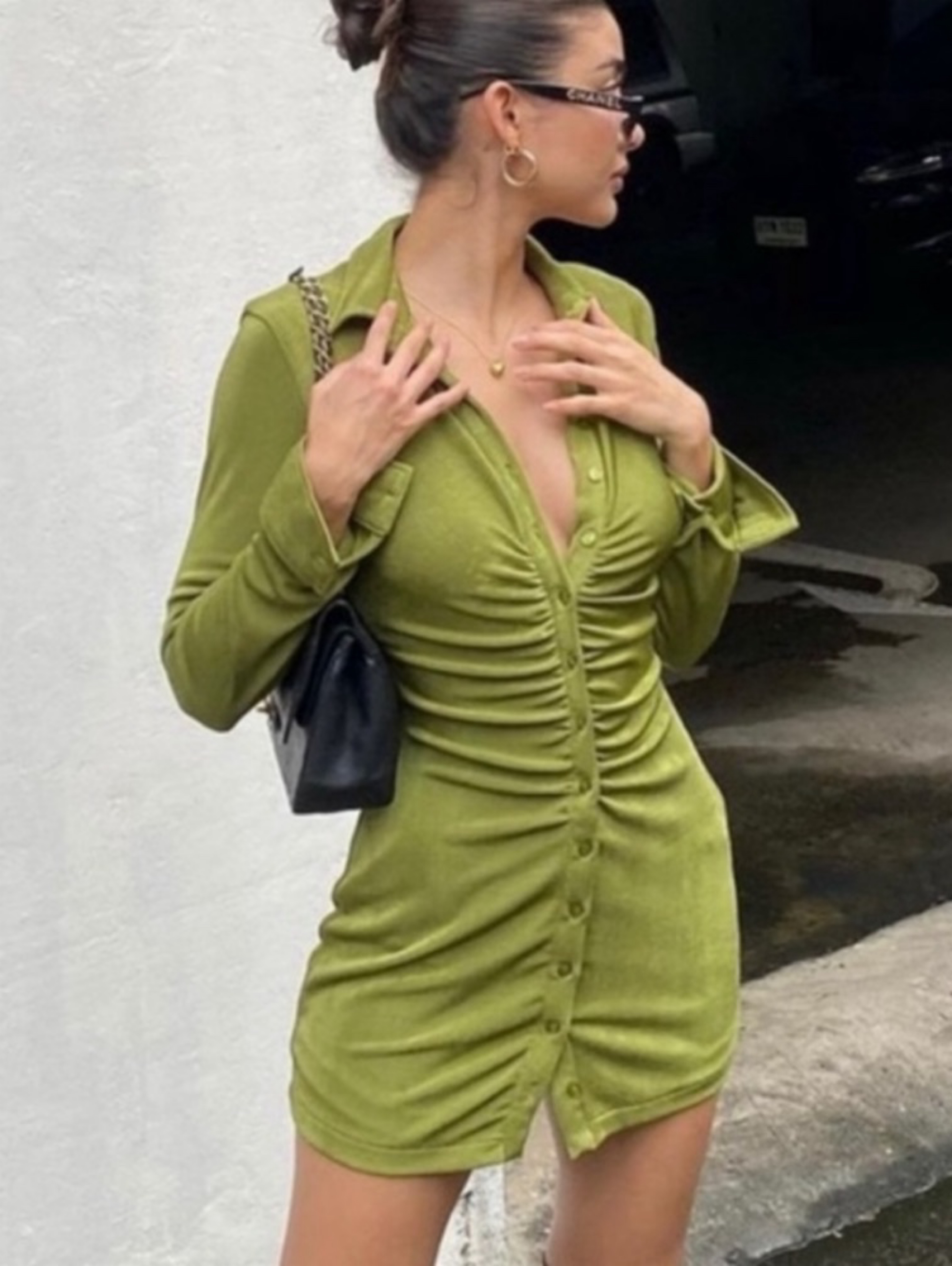 with jean ruched dress With Jean - Andy Dress - Maple