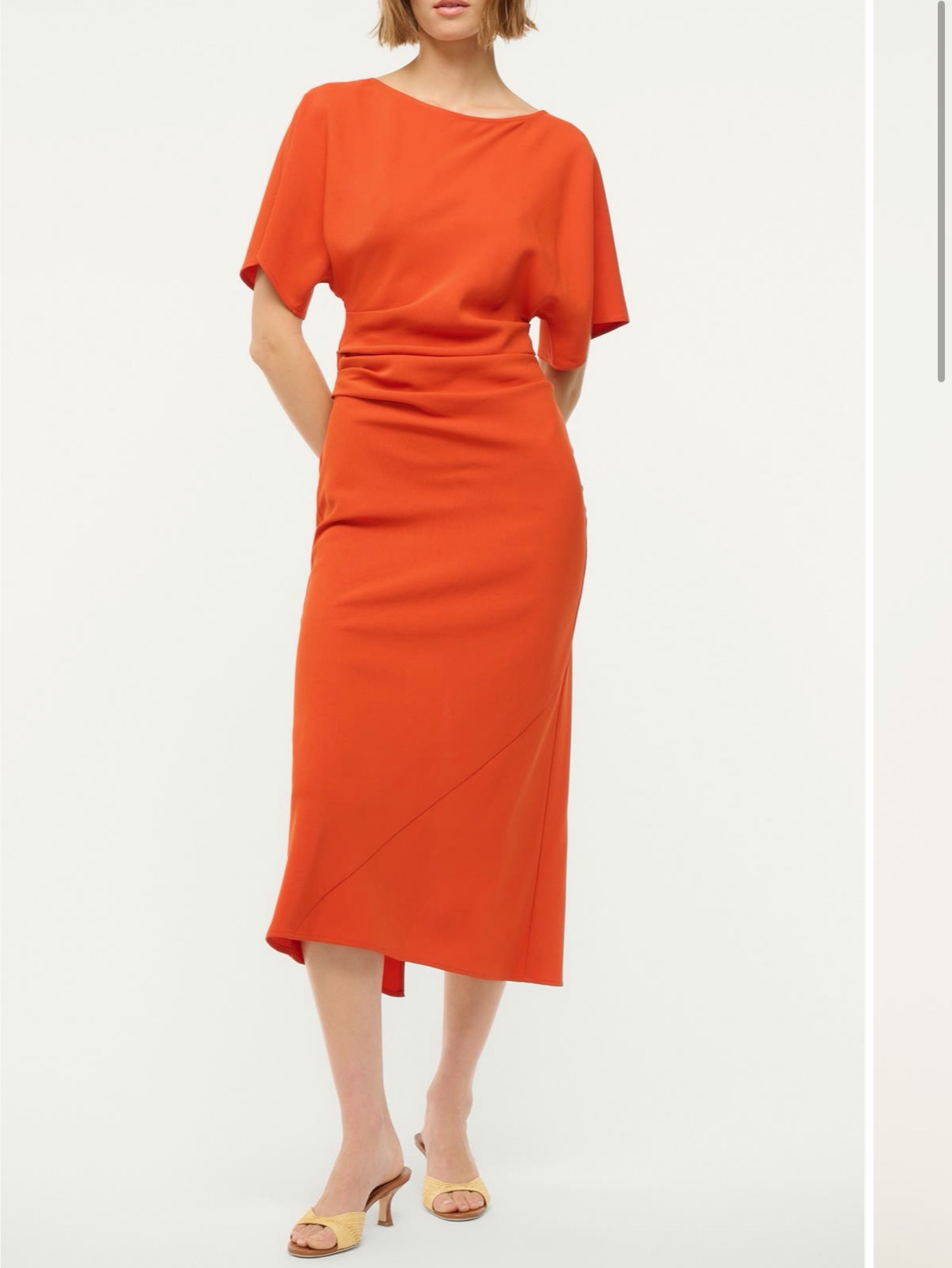 STAUD Orange Midi Dress