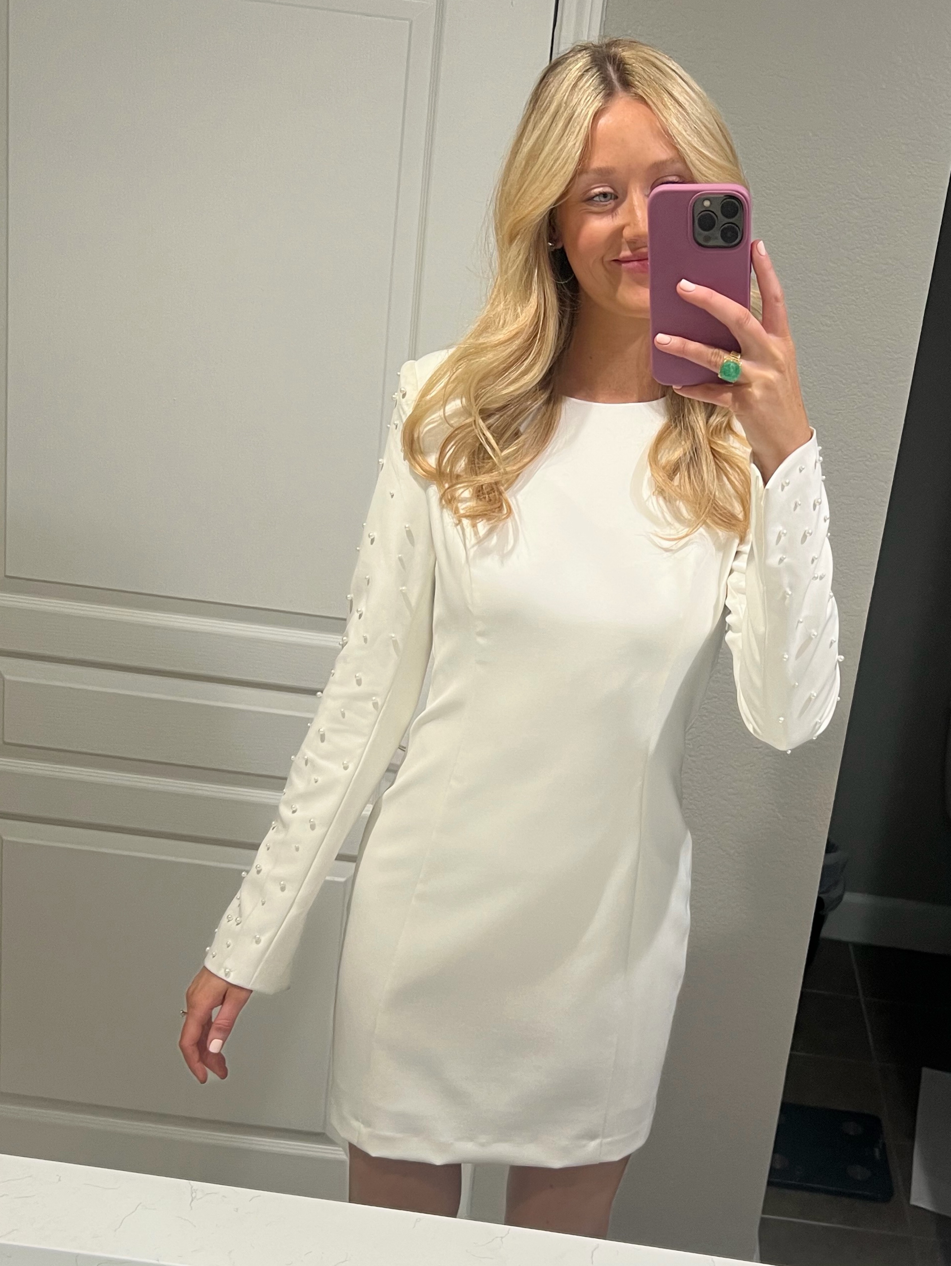 Cocktail Mini Dress Pearl Sleeves