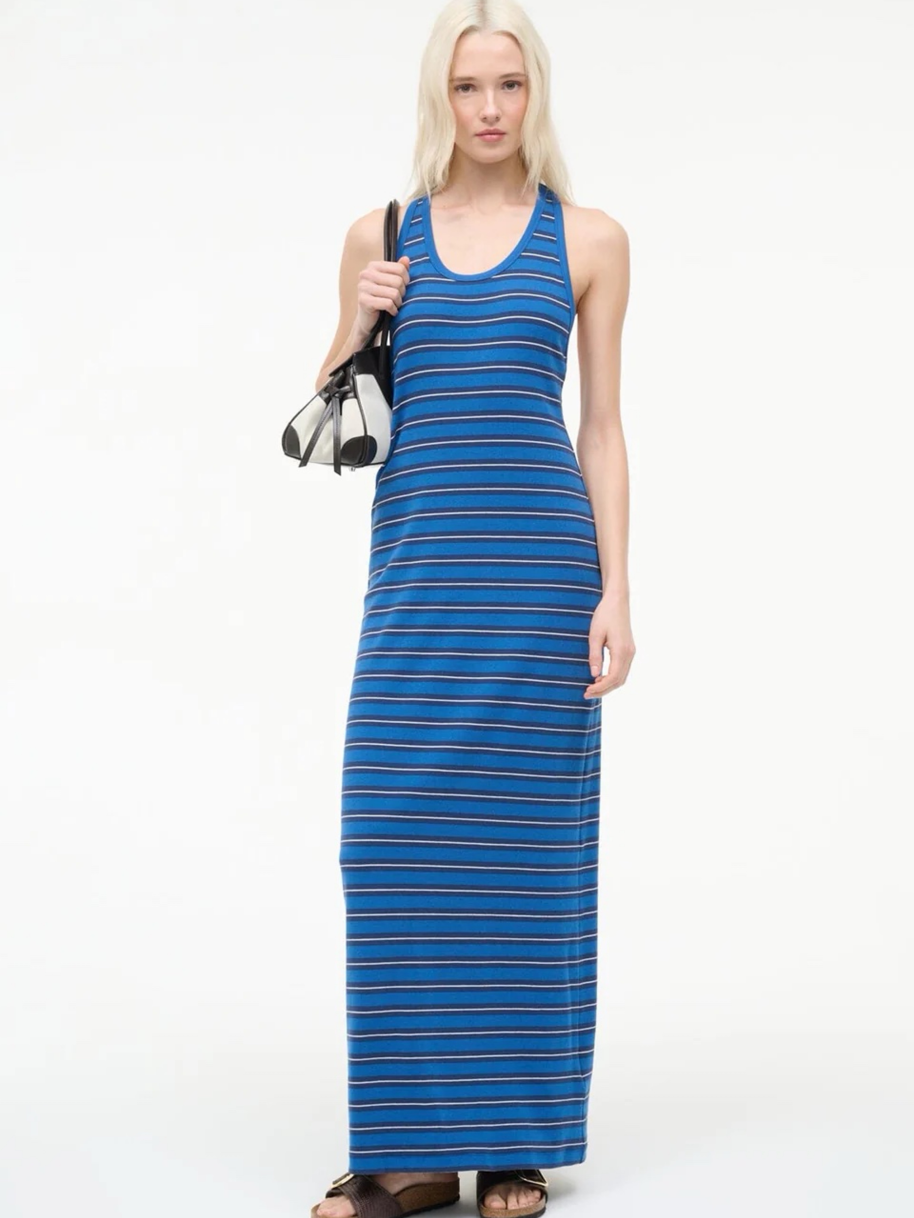 STAUD ENCINO DRESS ECHO STRIPE