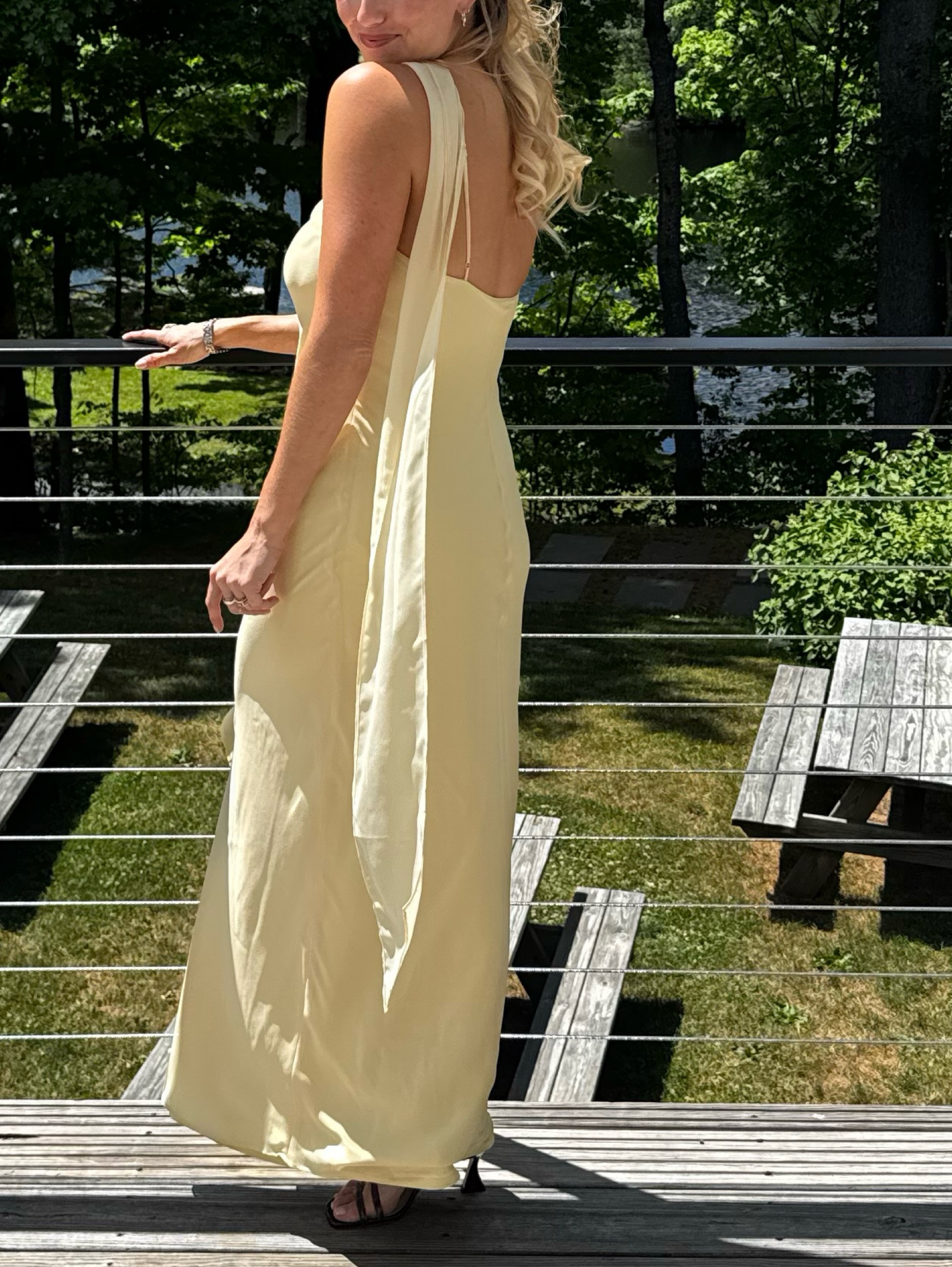 pale yellow halter dress Pale Yellow Halter Crepe Maxi Dress by Amanda Uprichard