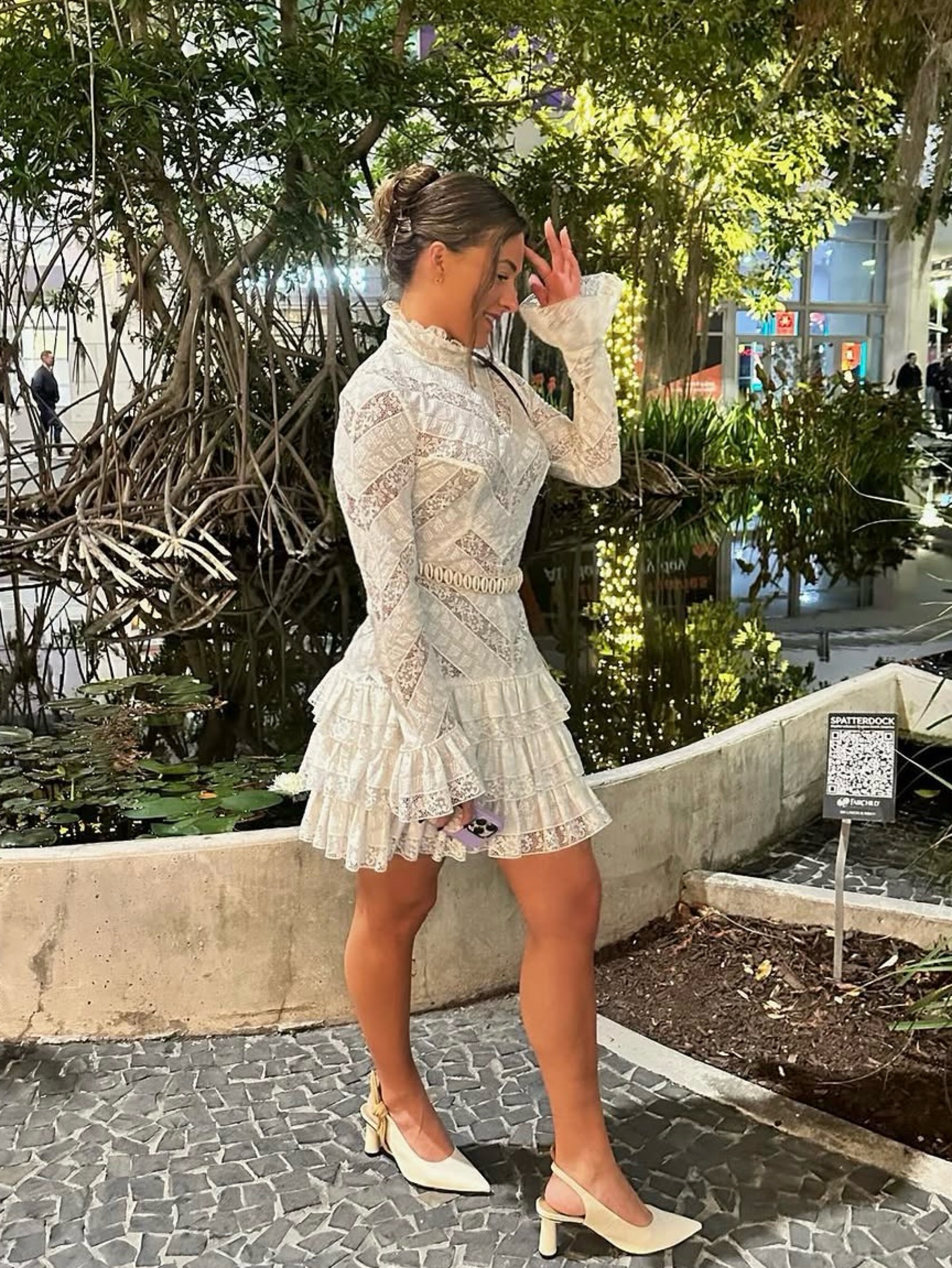 silk white slip dress Petite Plume Women's Lace in M Size:XL | 40-42 CXNEUT Holographic sequined dress with Curved V