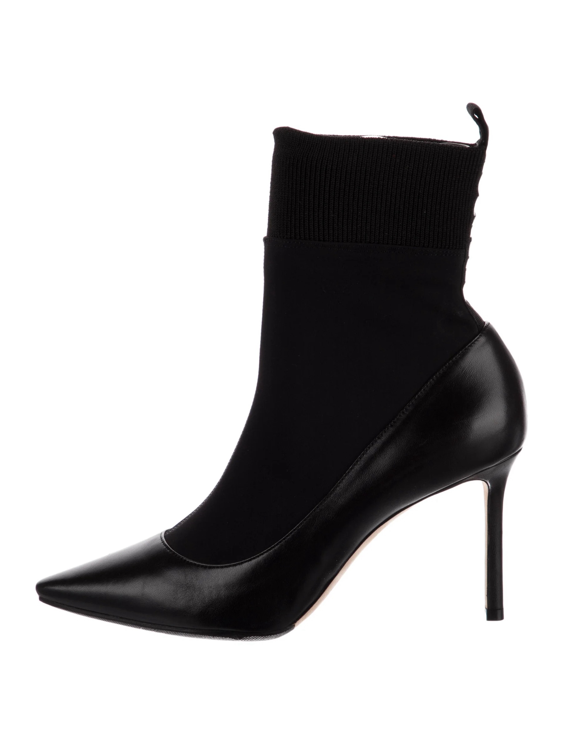 Jimmy Choo Black Leather Knit Sock Bootie by Jimmy Choo | Pickle