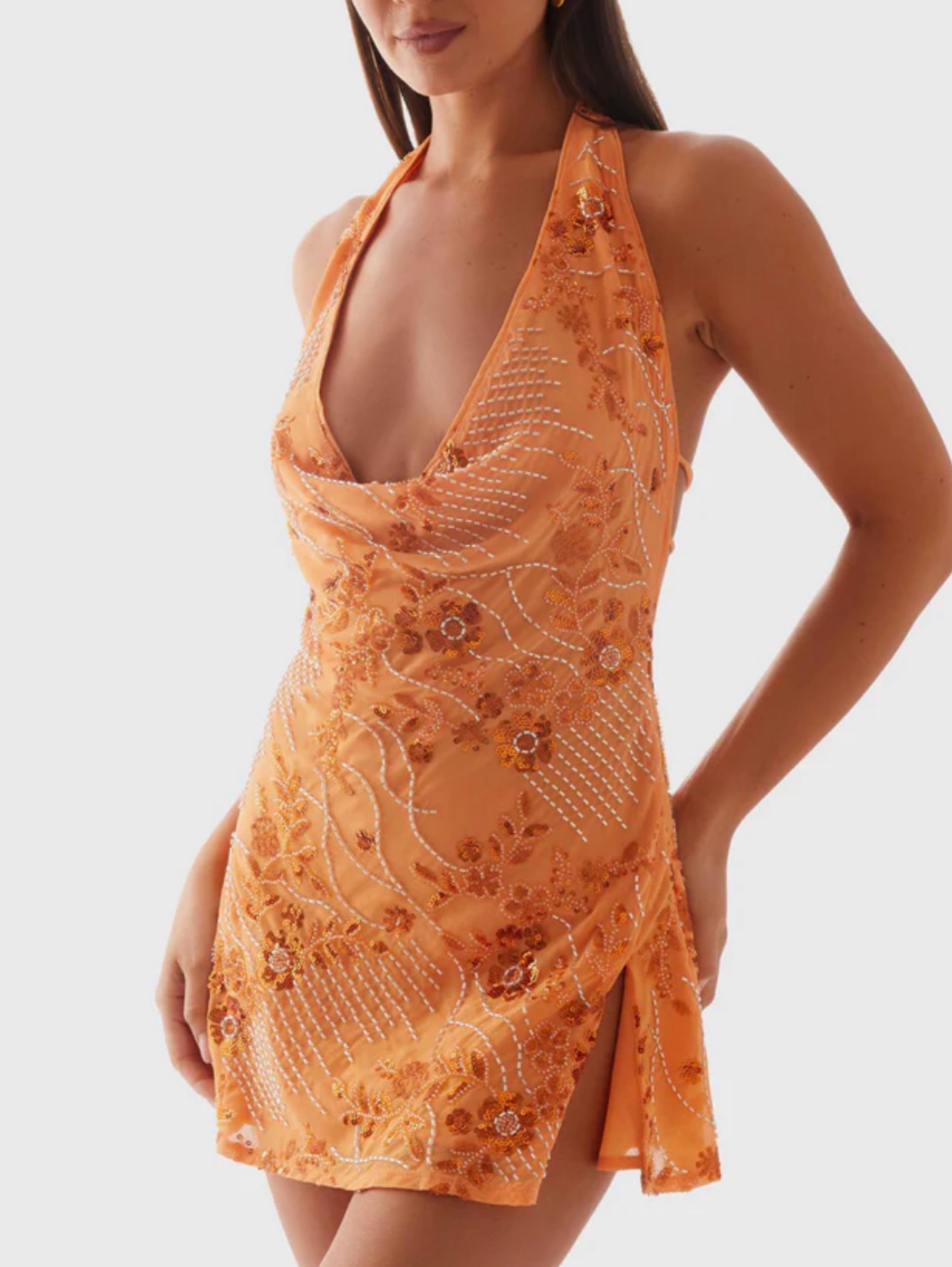 peppermayo orange mini dress Contessa Halter Mini Dress
