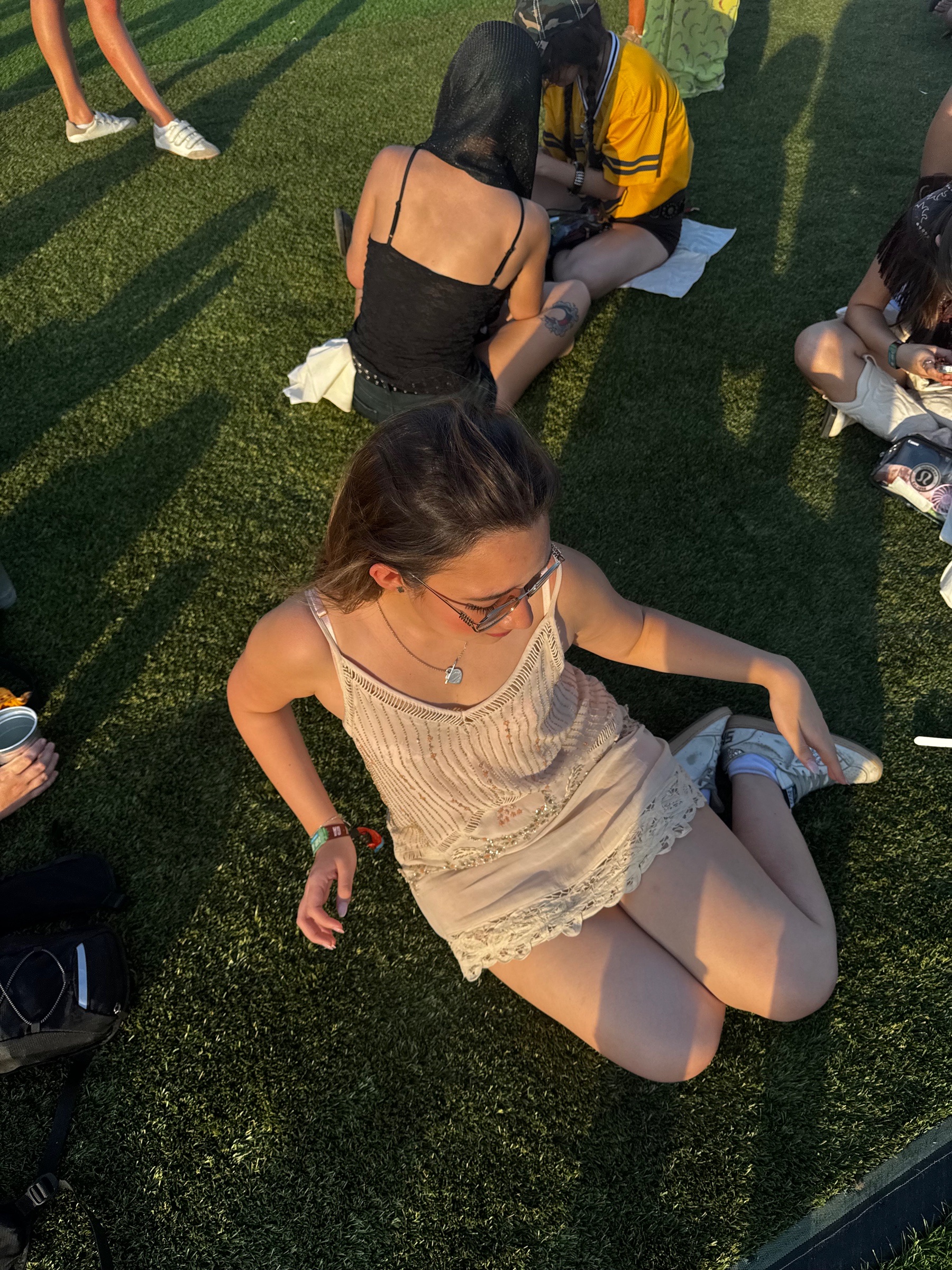 Free People Tan Cream Beaded Sheer Slip Mini Dress, photo 3 of 3