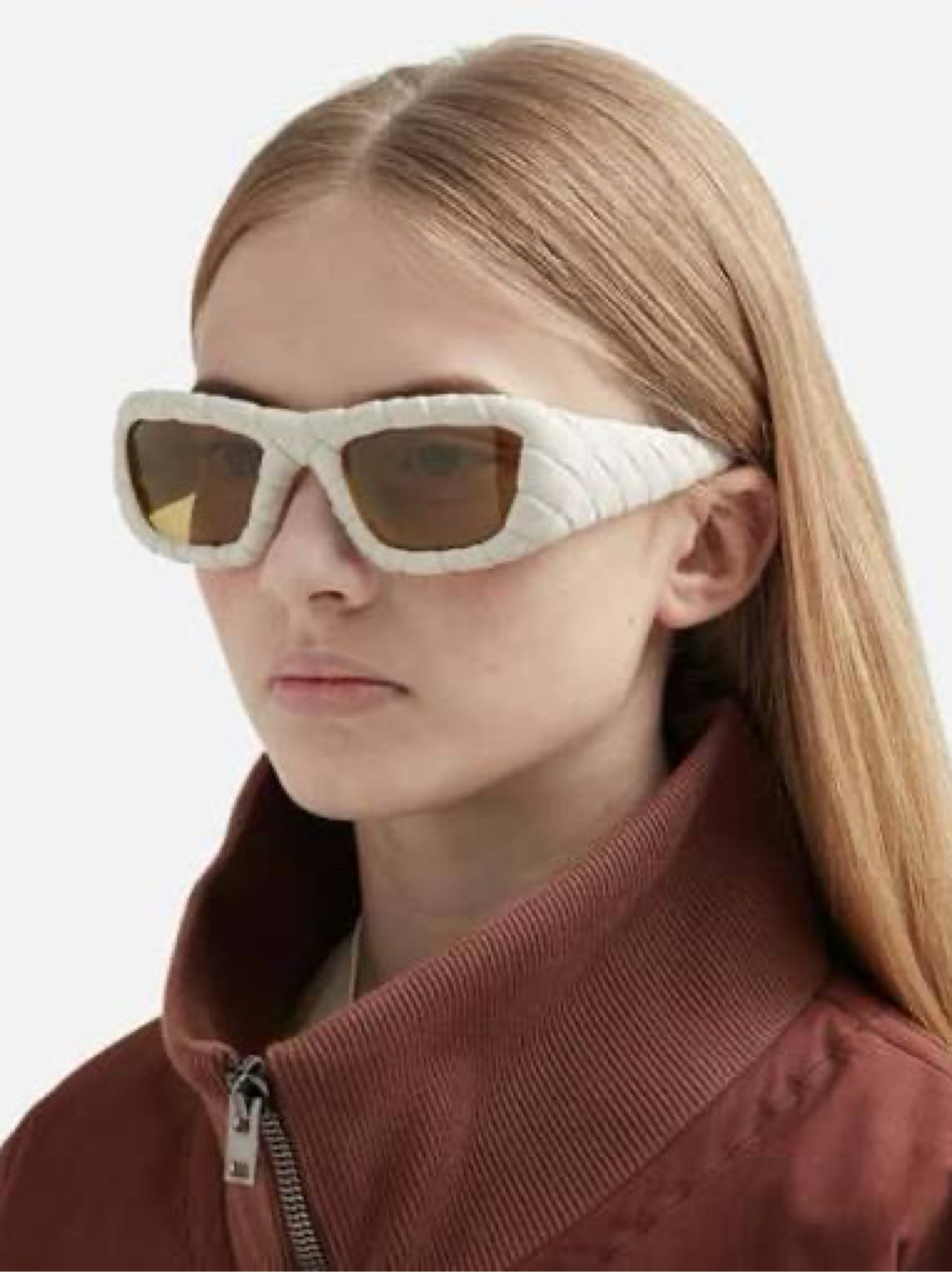 Bottega white quilted leather sunglasses