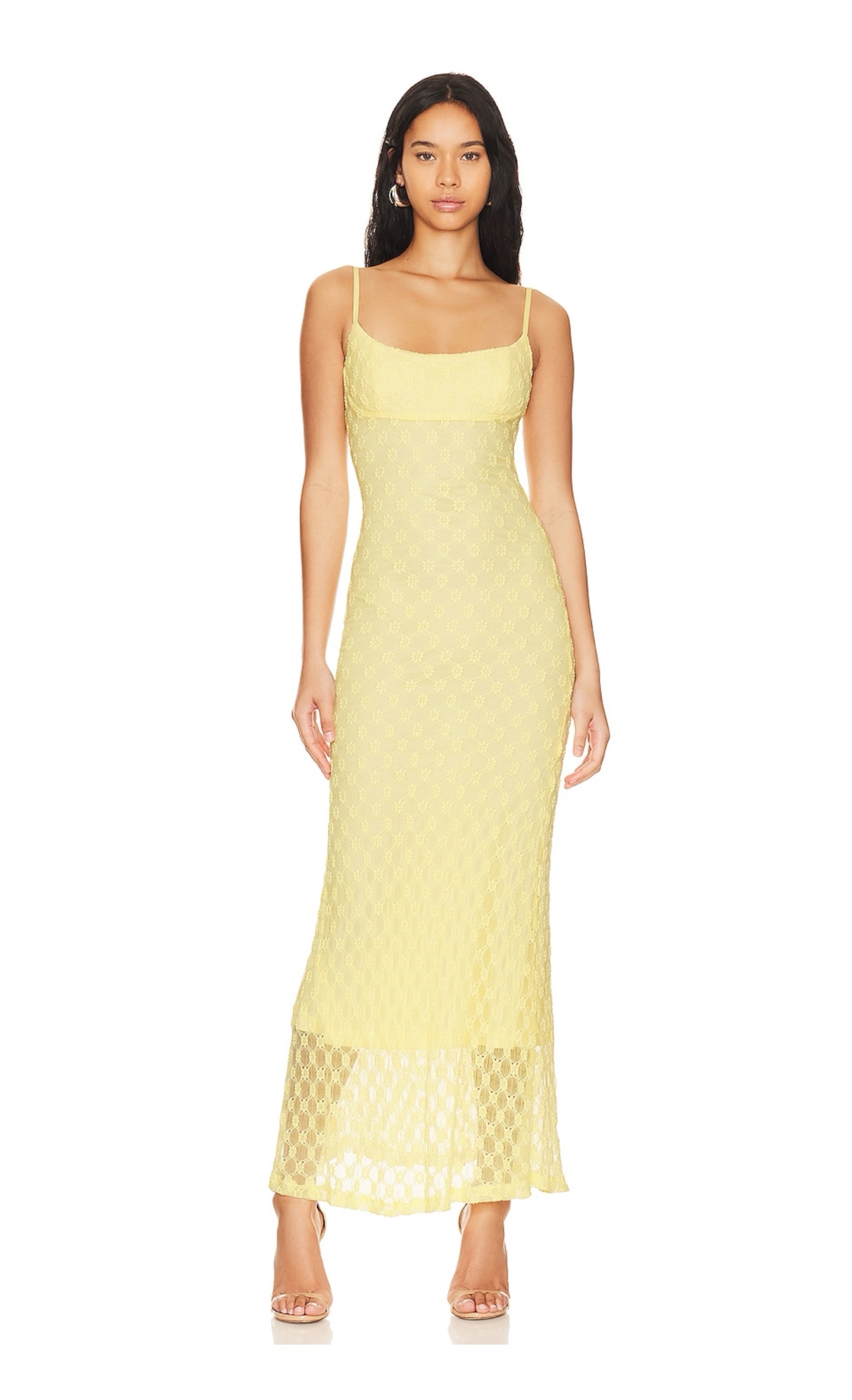 Bardot Adoni mesh maxi dress in canary yellow