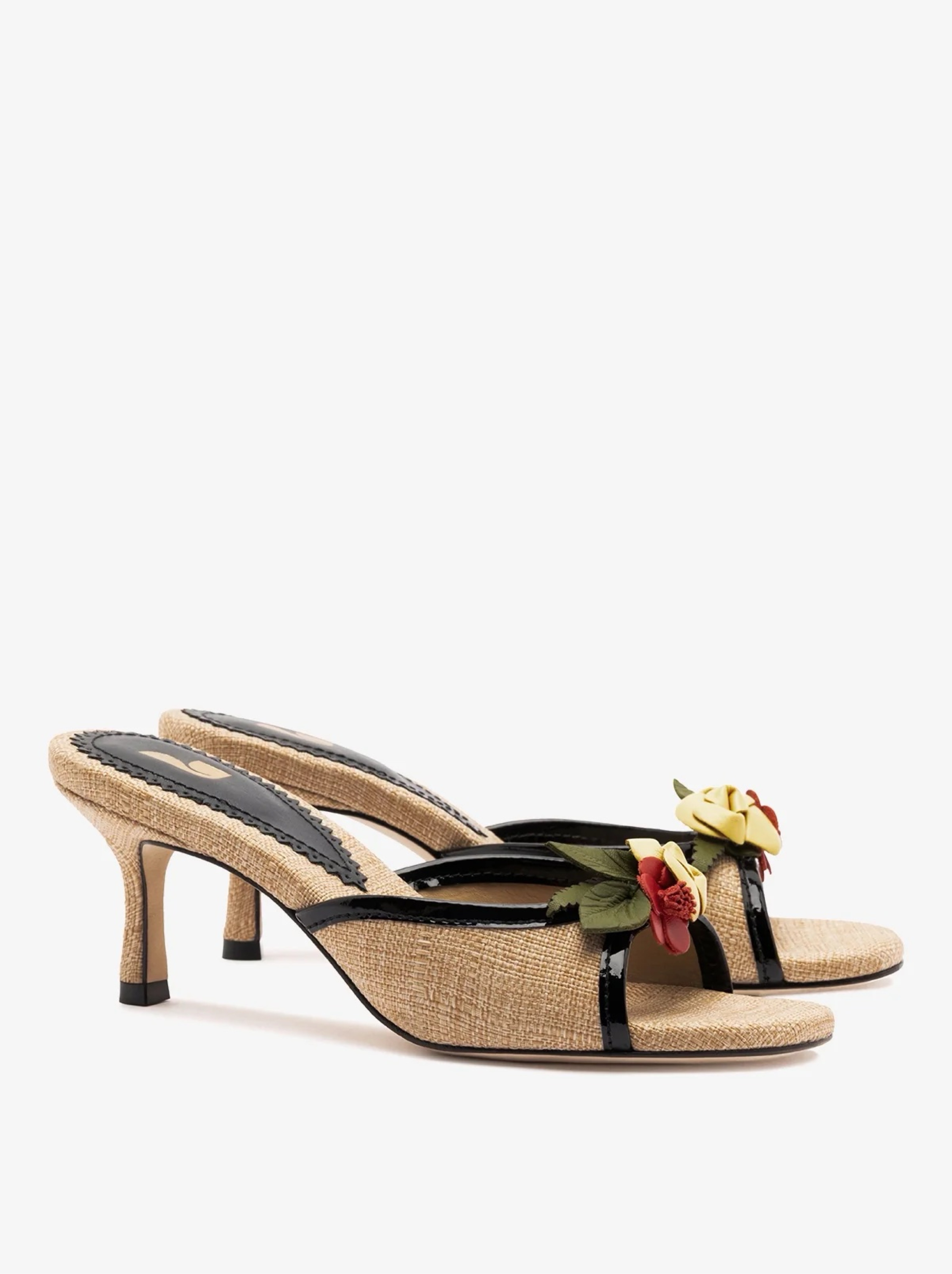 Larroude Juliette Mule Beige Raffia
