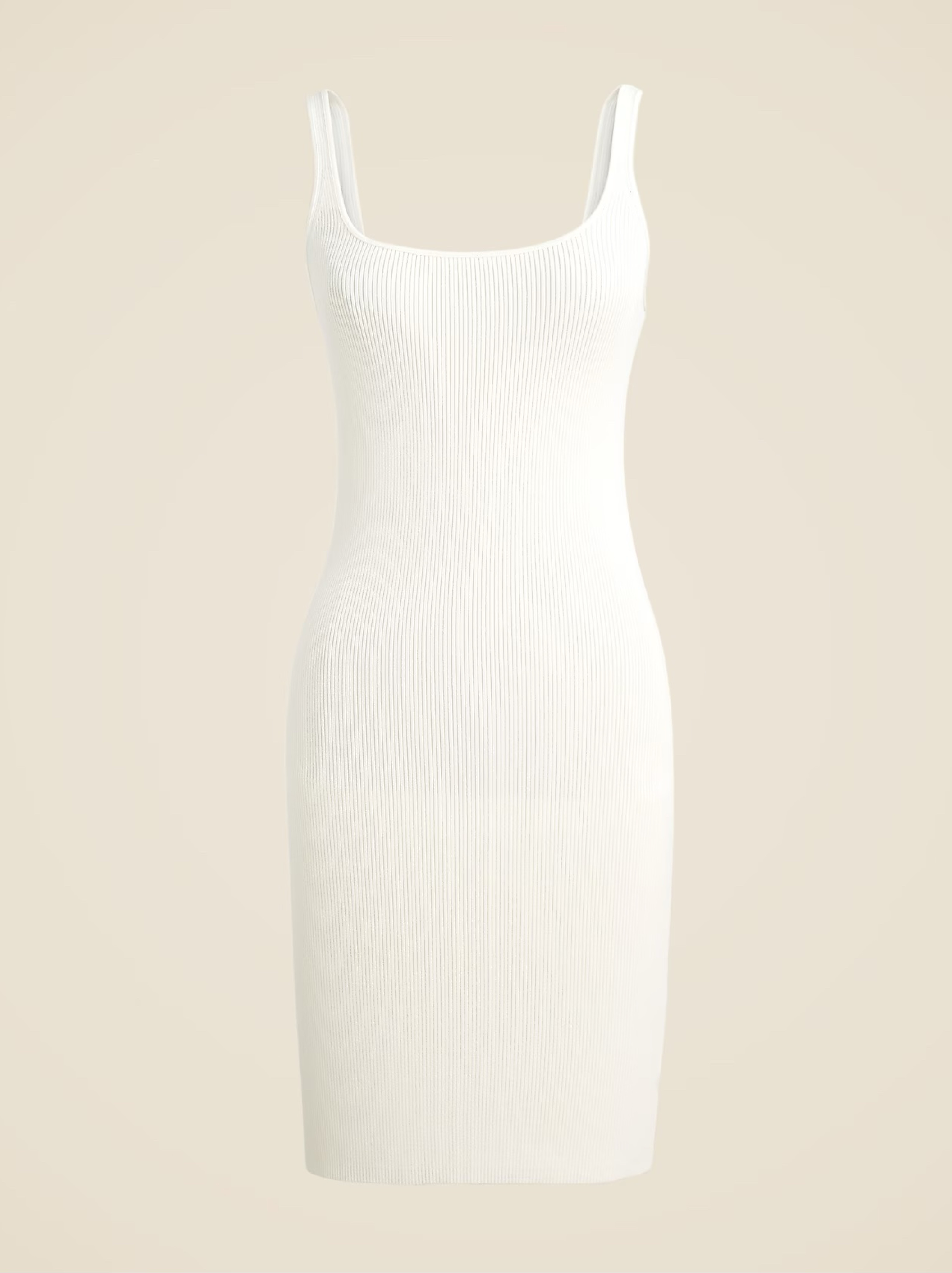 cream knit tank dress Mini Knit Tank Dress with Pearl Trim Cream