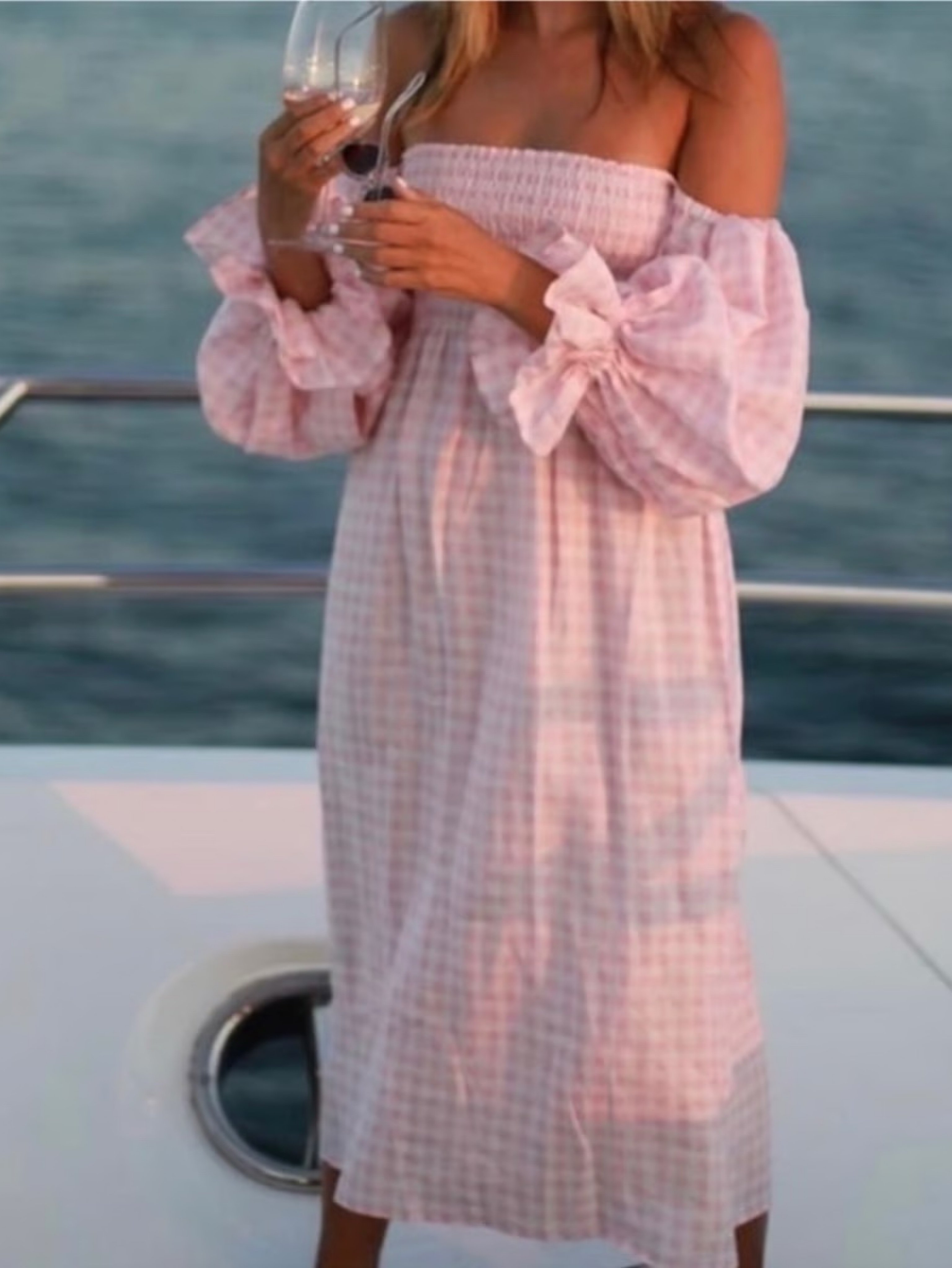 sleeper off the shoulder dress Sleeper Atlanta off-the-shoulder Smocked Dress | Orange