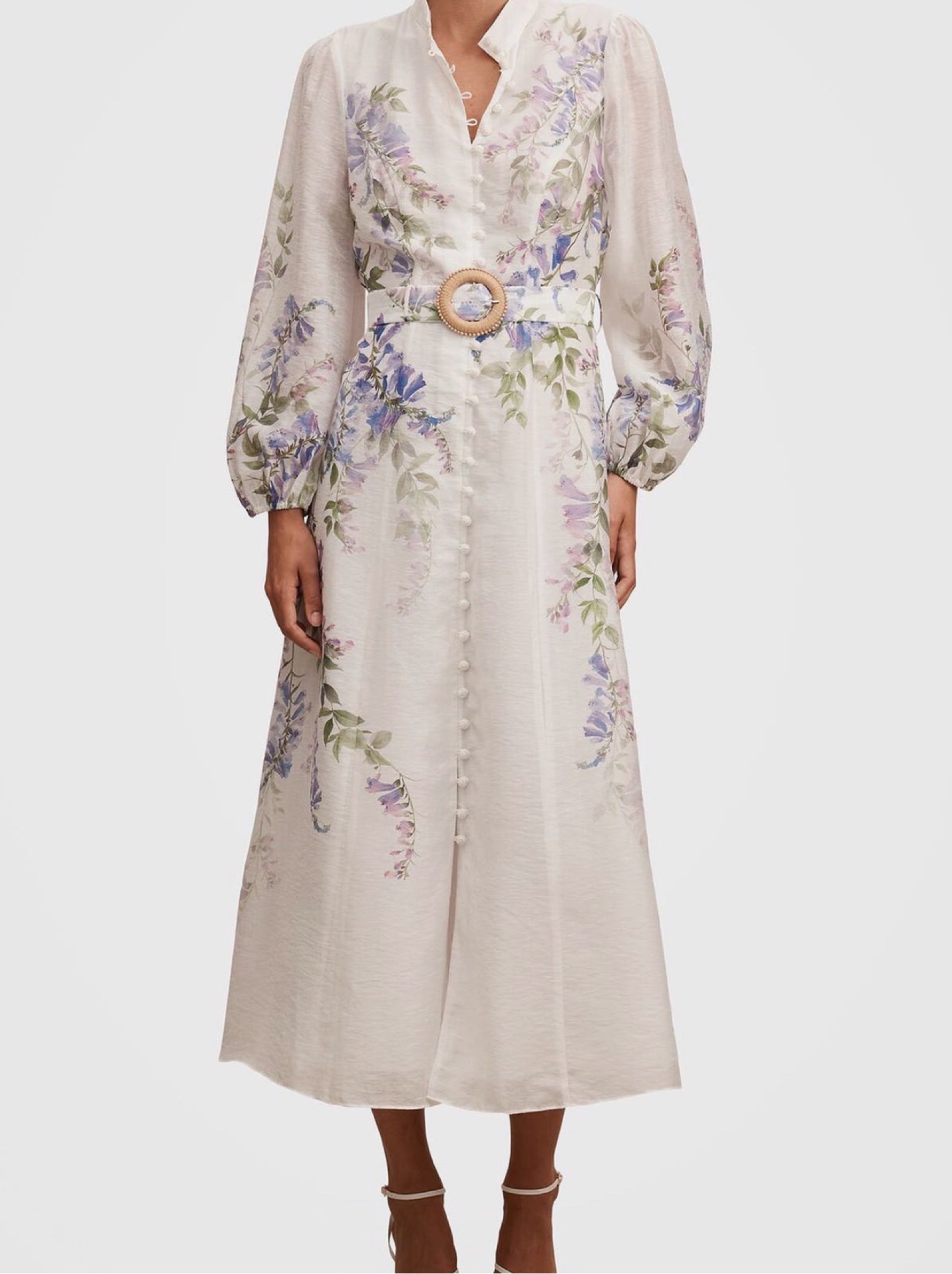 cream floral long sleeve dress Linen Wrap Midi by Ever New Floral print Color:Peacock Gold Order Fulfillment Guru 10+ Dress and Boot Perfect for garden parties