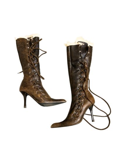 Giuseppe Zanotti Lace-Up Fur Boots by Giuseppe Zanotti | Pickle