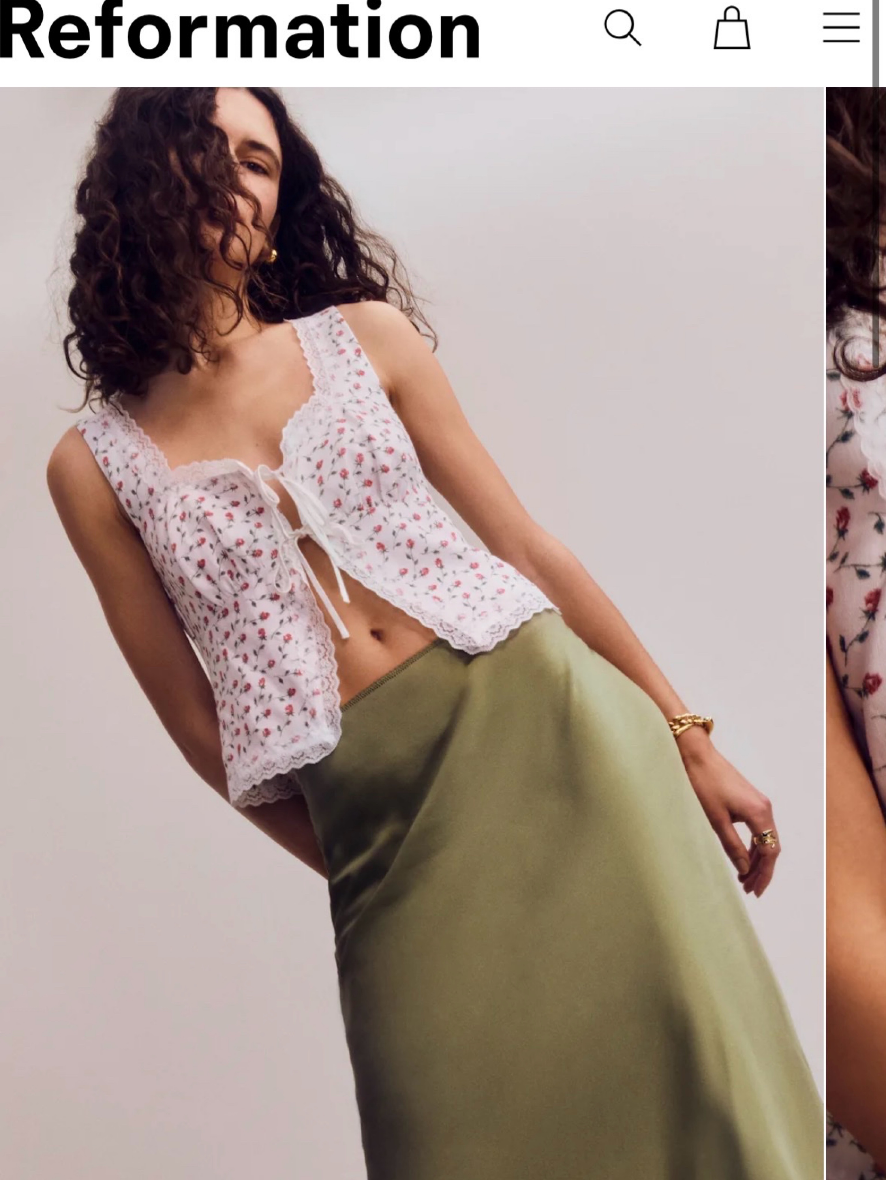 別注 Drawer ROSALIE RANA BLOUSE 定価4.48万 Reformation Rosalie Linen Top by Reformation - Pickle