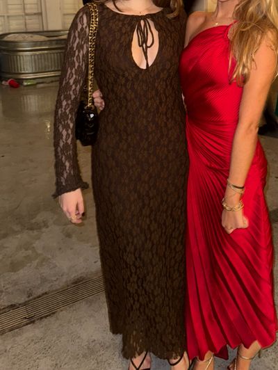 ワンピース Sara lacey long dress AM1881 Brown Long Sleeve Lace Maxi Dress by Zara | Pickle