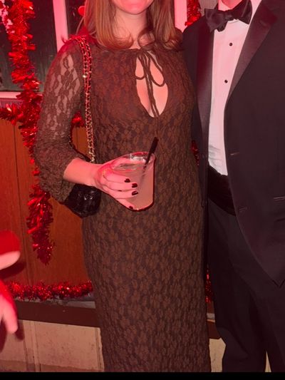 Brown Long Sleeve Lace Maxi Dress by Zara | Pickle