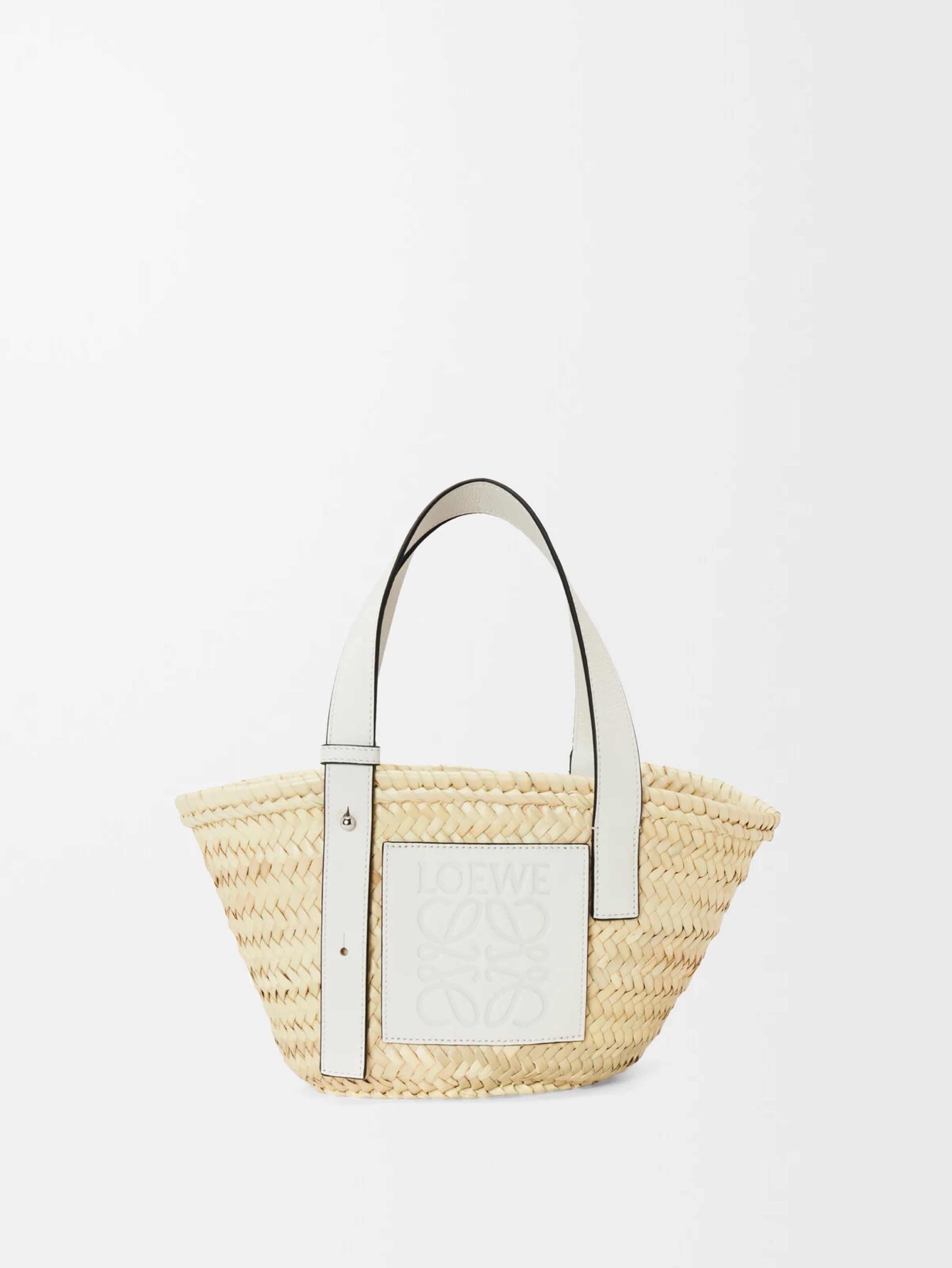 Loewe Small Basket bag in palm leaf and calfskin
